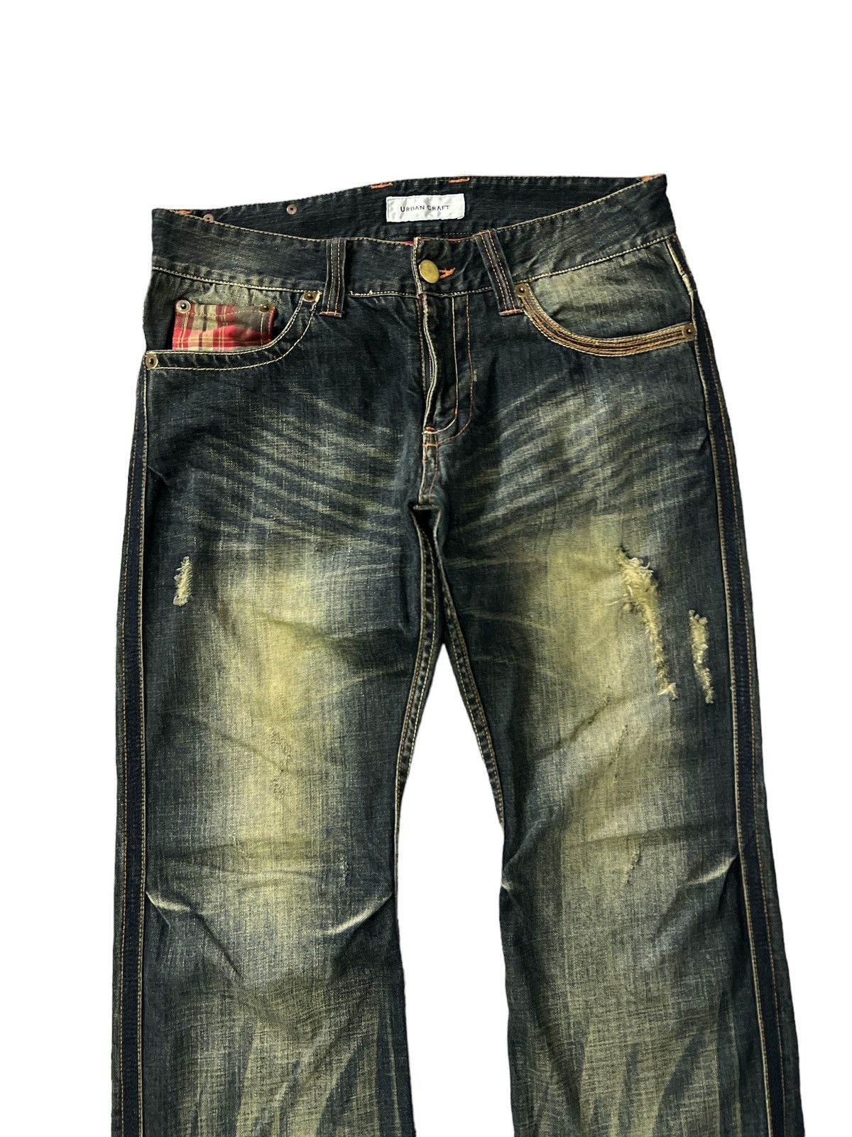 If Six Was Nine × Japanese Brand FLARED💥URBAN CRAFT RIPPED DISTRESSED DENIM PANT Size US 32 / EU 48 - 2 Thumbnail