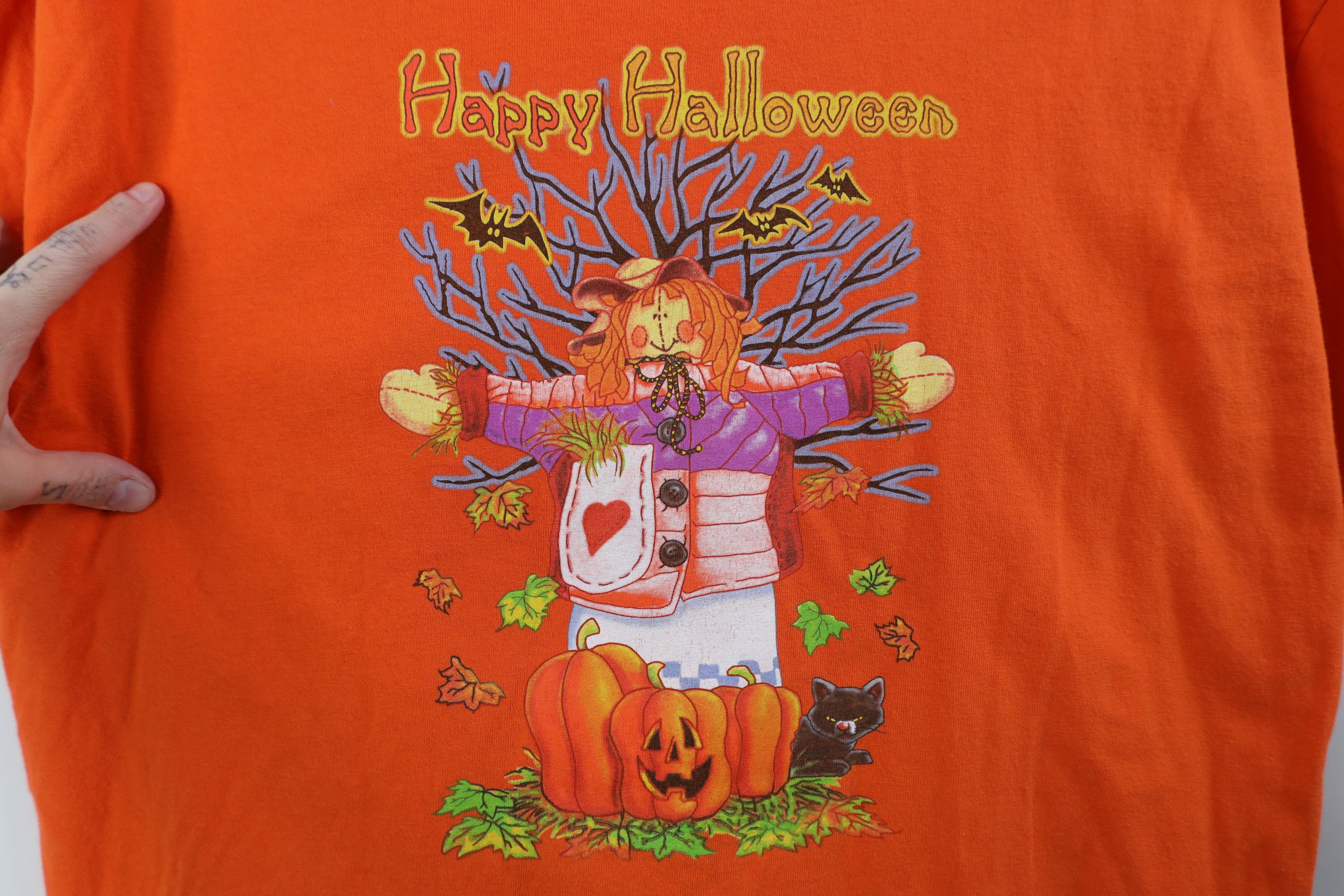 Vintage Vintage 90s Y2K Streetwear Halloween T-Shirt Orange Cotton Size XL / US 12-14 / IT 48-50 - 4 Thumbnail