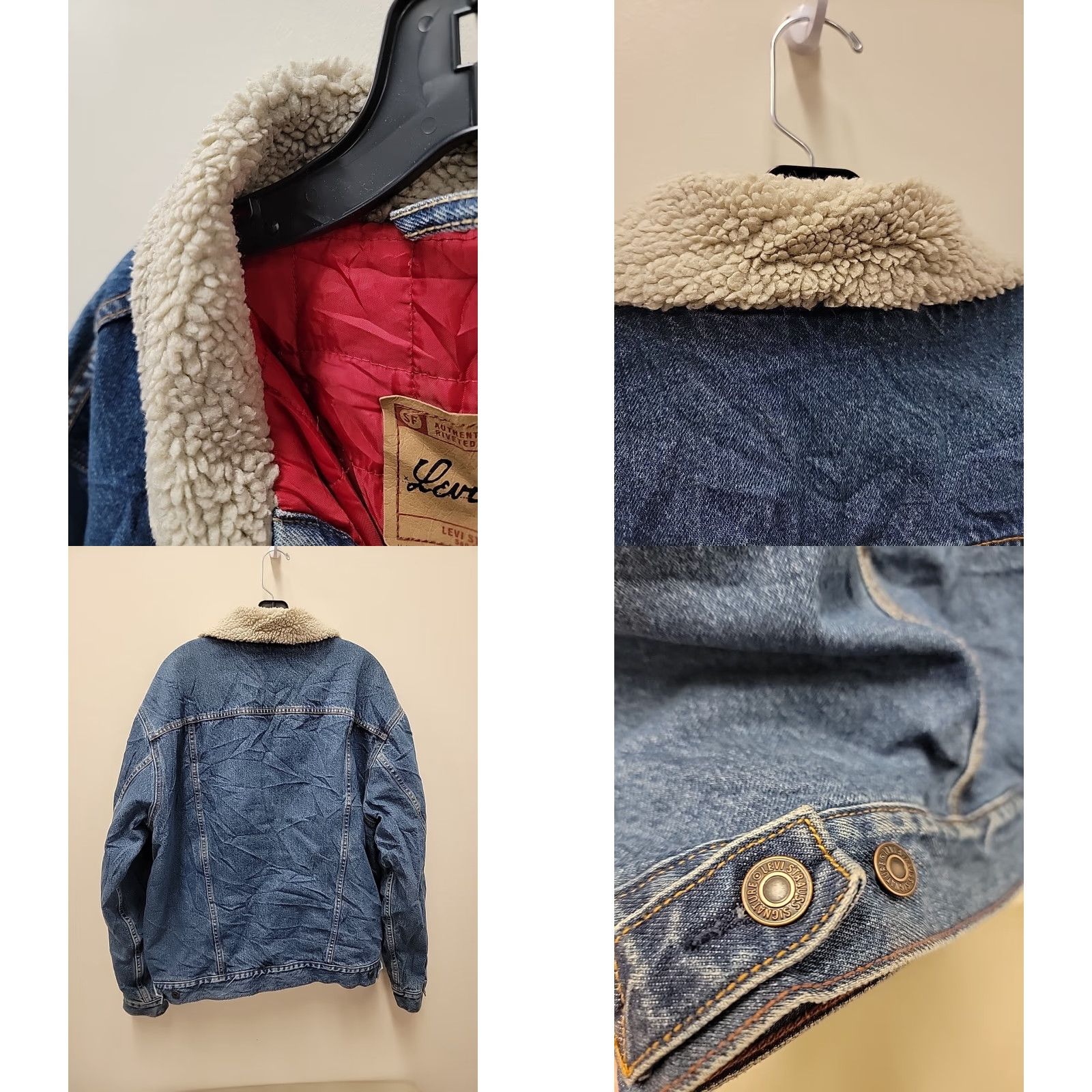 Levi's VINTAGE Levi's Denim Jacket Lined Sherpa Collar Mens XL Blue Denim Jacket Mens XL Blue Sherpa Lined Jacket Size US XL / EU 56 / 4 - 9 Thumbnail