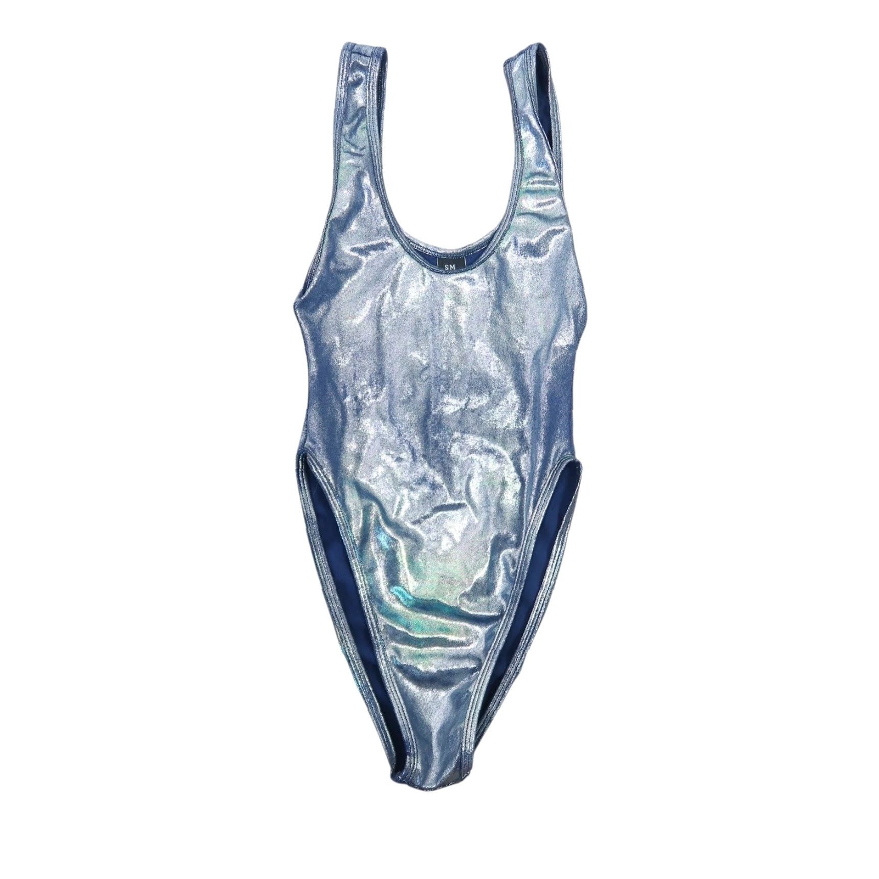 Valentino J. Valentine Bodysuit One Piece S/M Silver Holographic Metallic Nylon Spandex Women Size S / US 4 / IT 40 - 2 Thumbnail