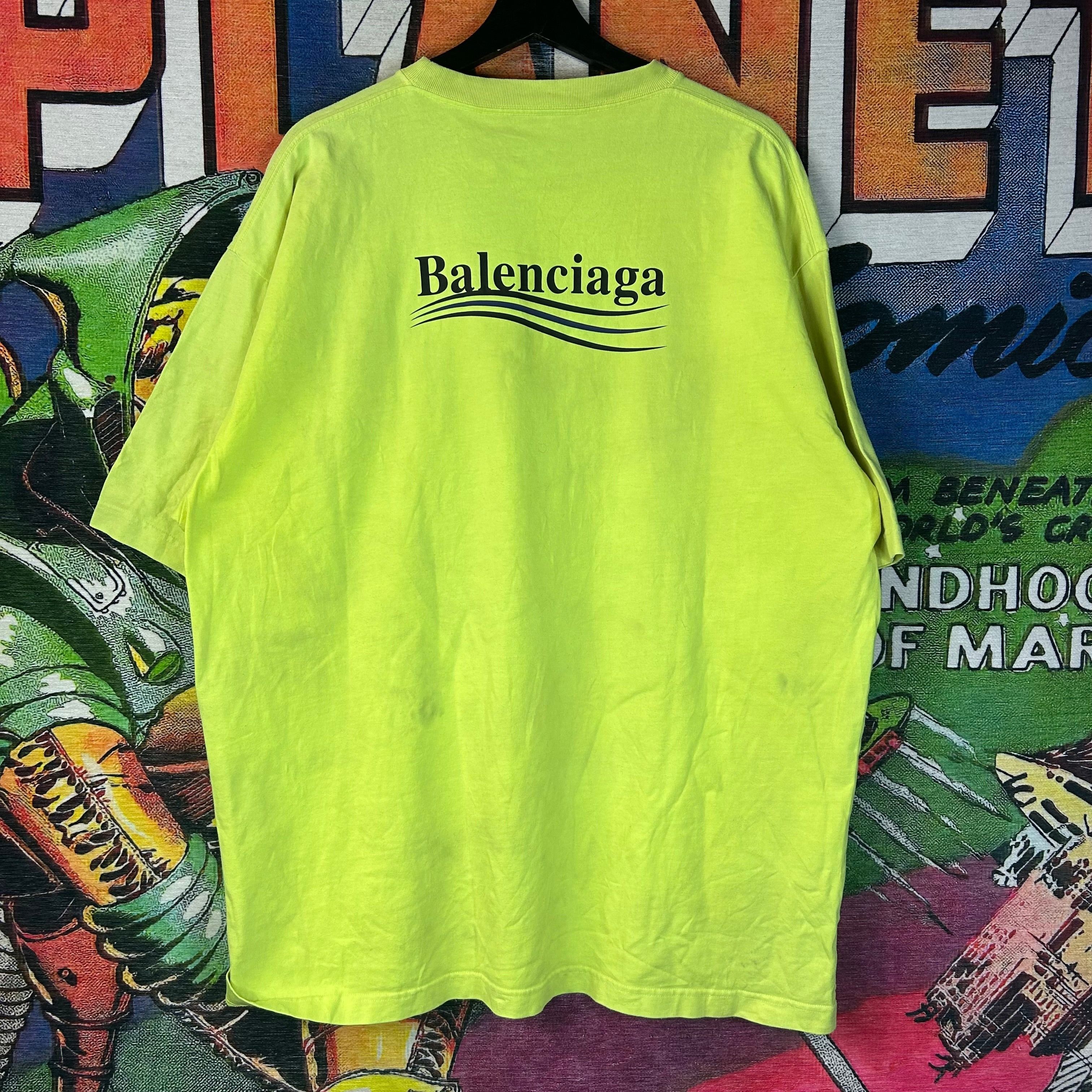 Balenciaga Balenciaga Campaign Logo Tee Neon Green Size XL Size US XL / EU 56 / 4 - 2 Thumbnail