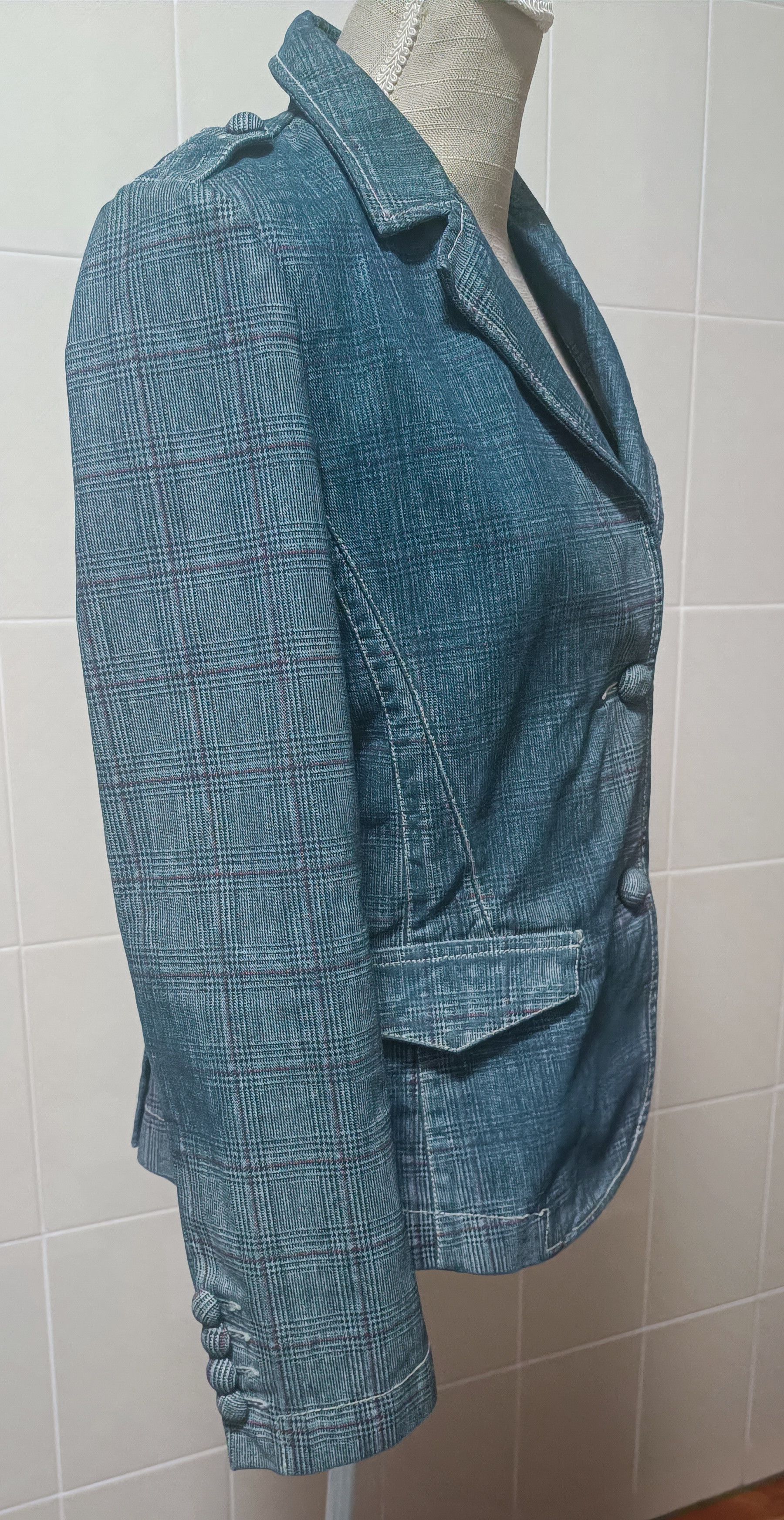 Jean Paul Gaultier Blue denim jacket with tartan print Size L / US 10 / IT 46 - 11 Thumbnail