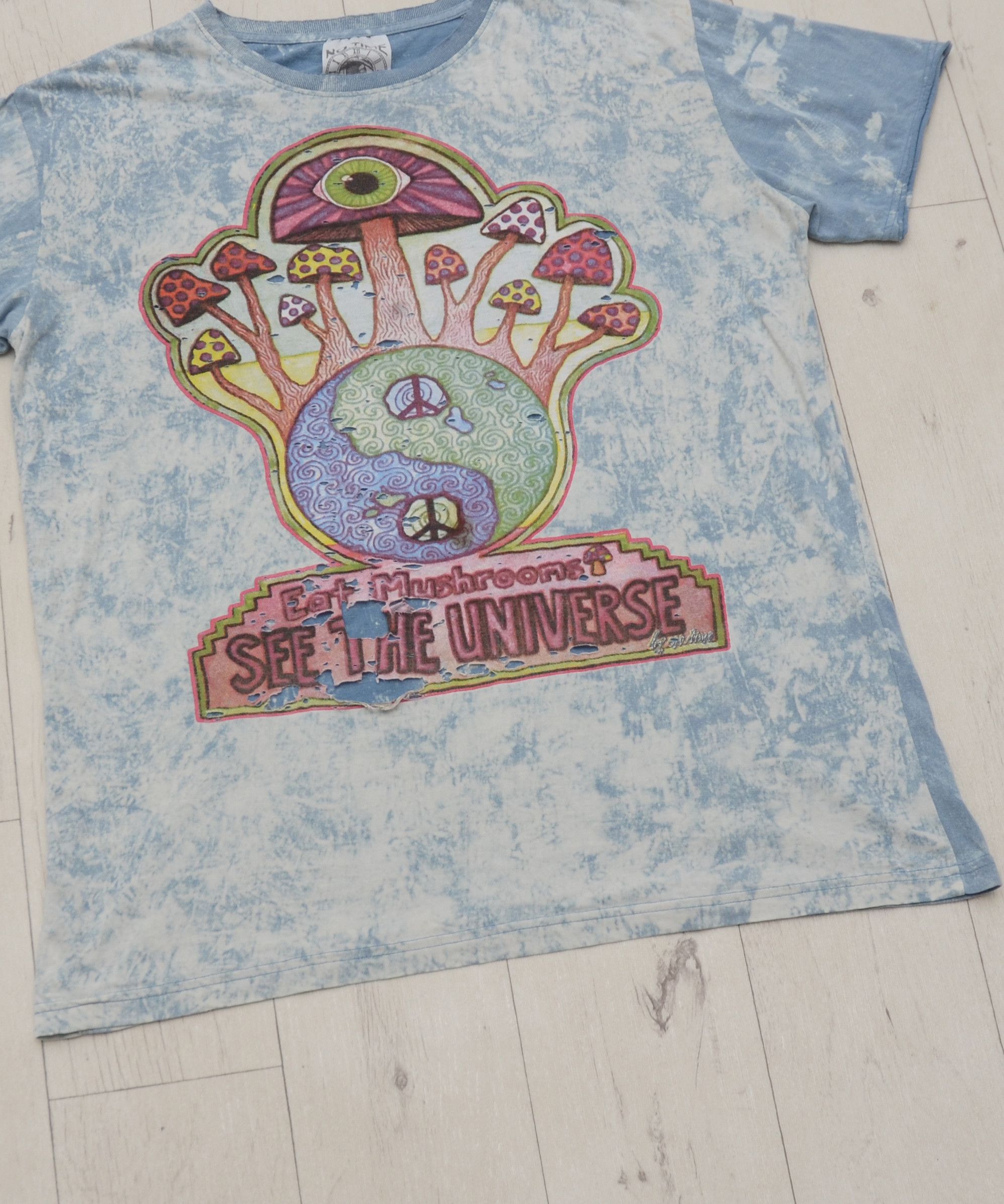 Japanese Brand × Vintage 🍄 No Time Stonewash Eat Mushrooms See The Universe T-shirt Size US L / EU 52-54 / 3 - 4 Thumbnail