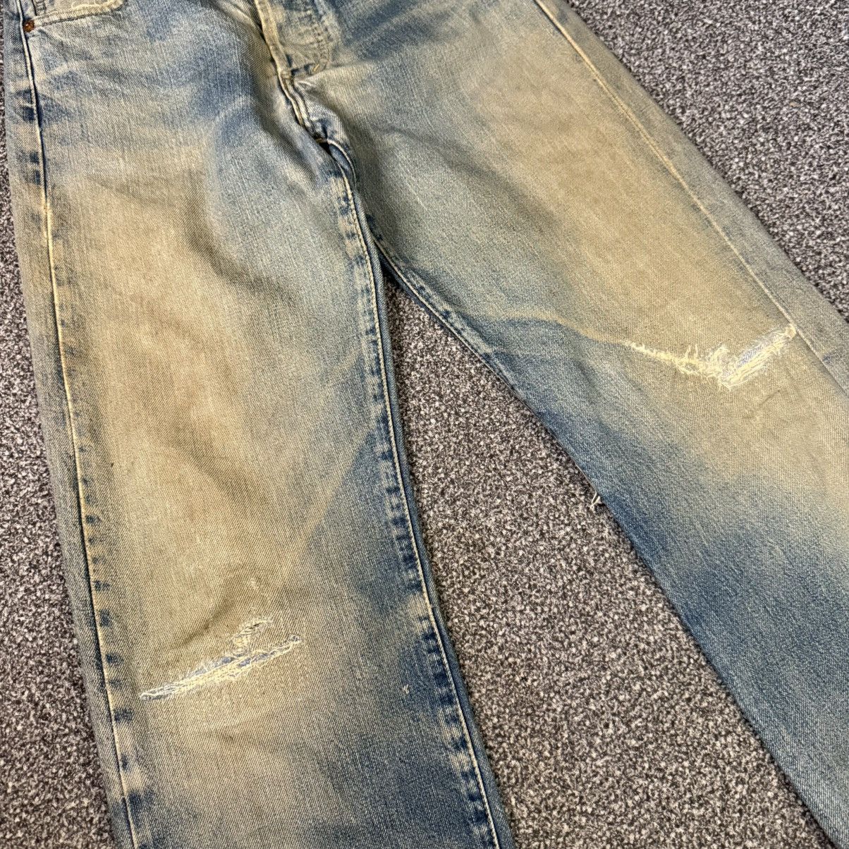 Levi's Vintage Clothing Levis E 503BXX 1992 Distressed Mud Selvedge 1970 Aging Denim Size US 30 / EU 46 - 4 Thumbnail
