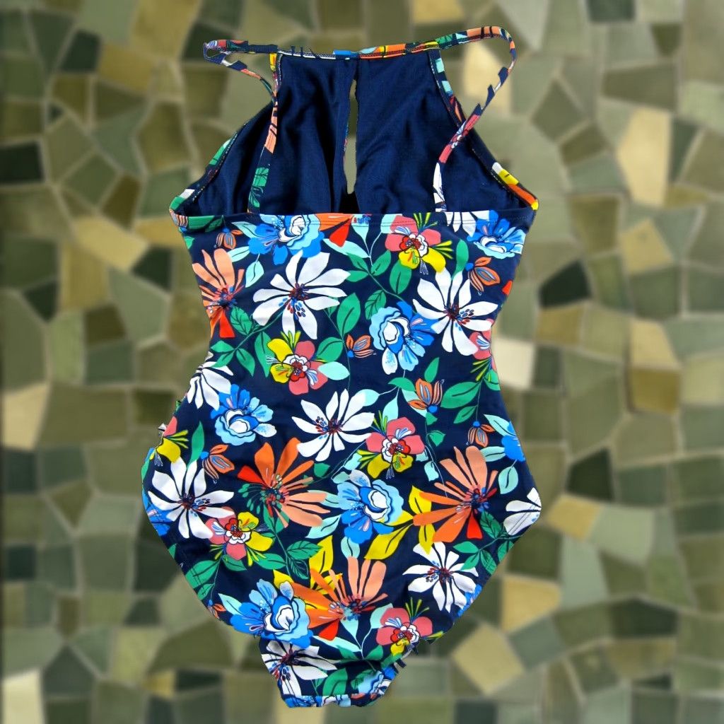 Ellen Tracy Ellen Tracy Blue Pink Yellow Green Floral Slimming One Piece Swimsuit 6 Women Body Ivy Hawaiian Strappy Spaghetti N/A Size ONE SIZE - 1 Thumbnail