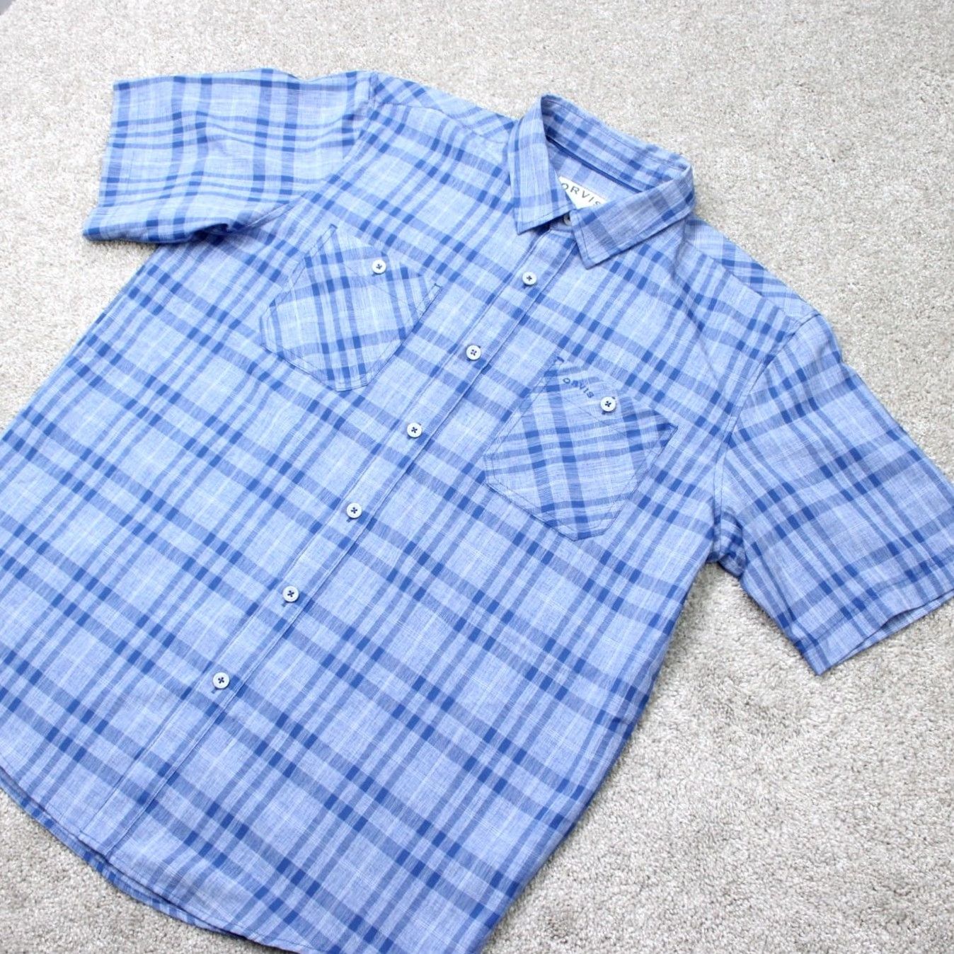 Orvis Orvis Mens Large Blue Tech Shirt Short Sleeve Button-Up Pocketed N/A Size US L / EU 52-54 / 3 - 3 Thumbnail
