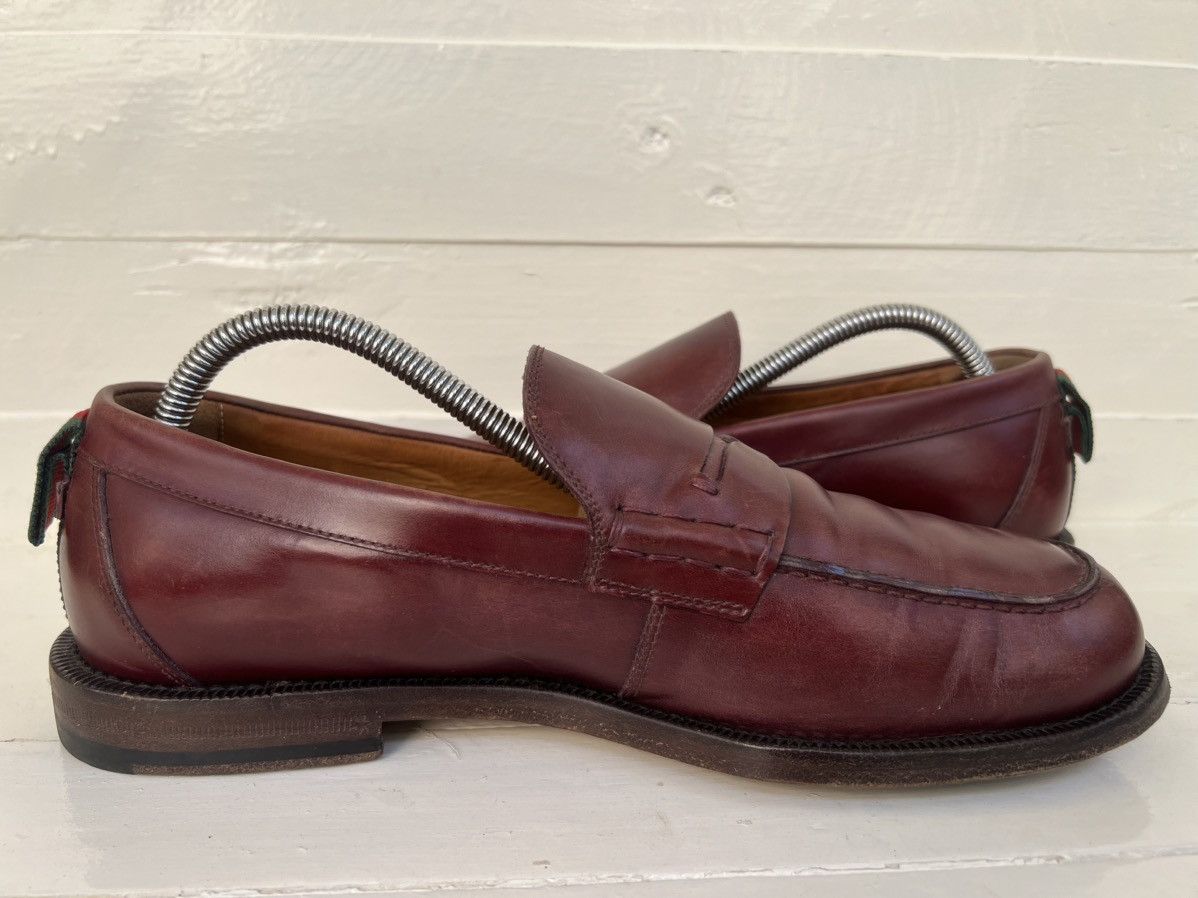 Gucci Gucci Men Spirit web Penny Loafer Burgundy Leather Shoes Size US 8 / EU 41 - 7 Thumbnail