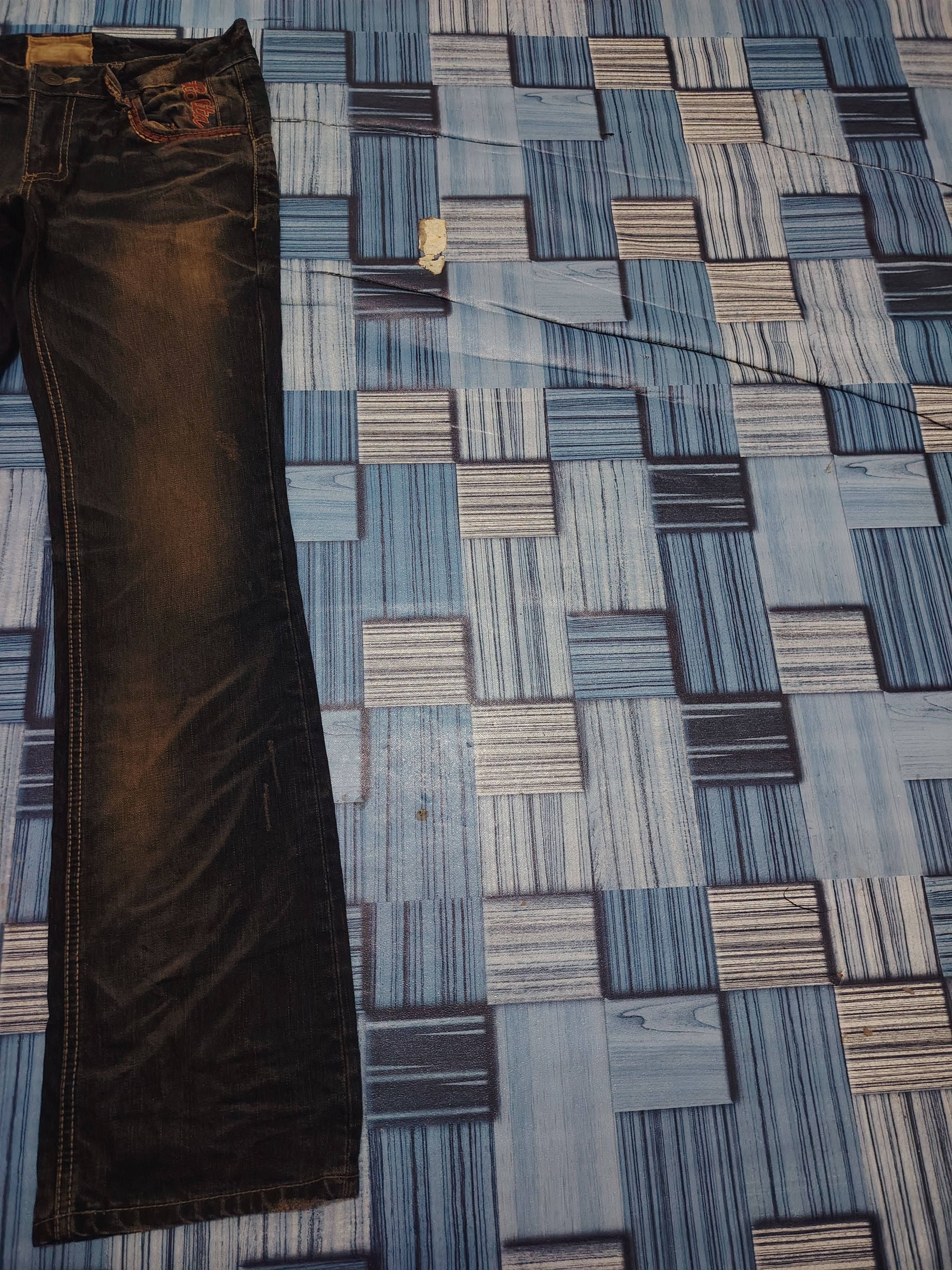 If Six Was Nine Rare Lolita Flared jeans Embroidered Distressed Jean Mudwash Size US 30 / EU 46 - 3 Thumbnail