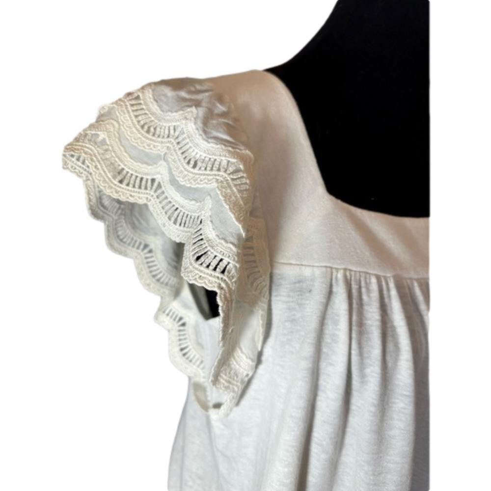 Designer Elegant White Lace Sleeve Top Size L / US 10 / IT 46 - 2 Thumbnail