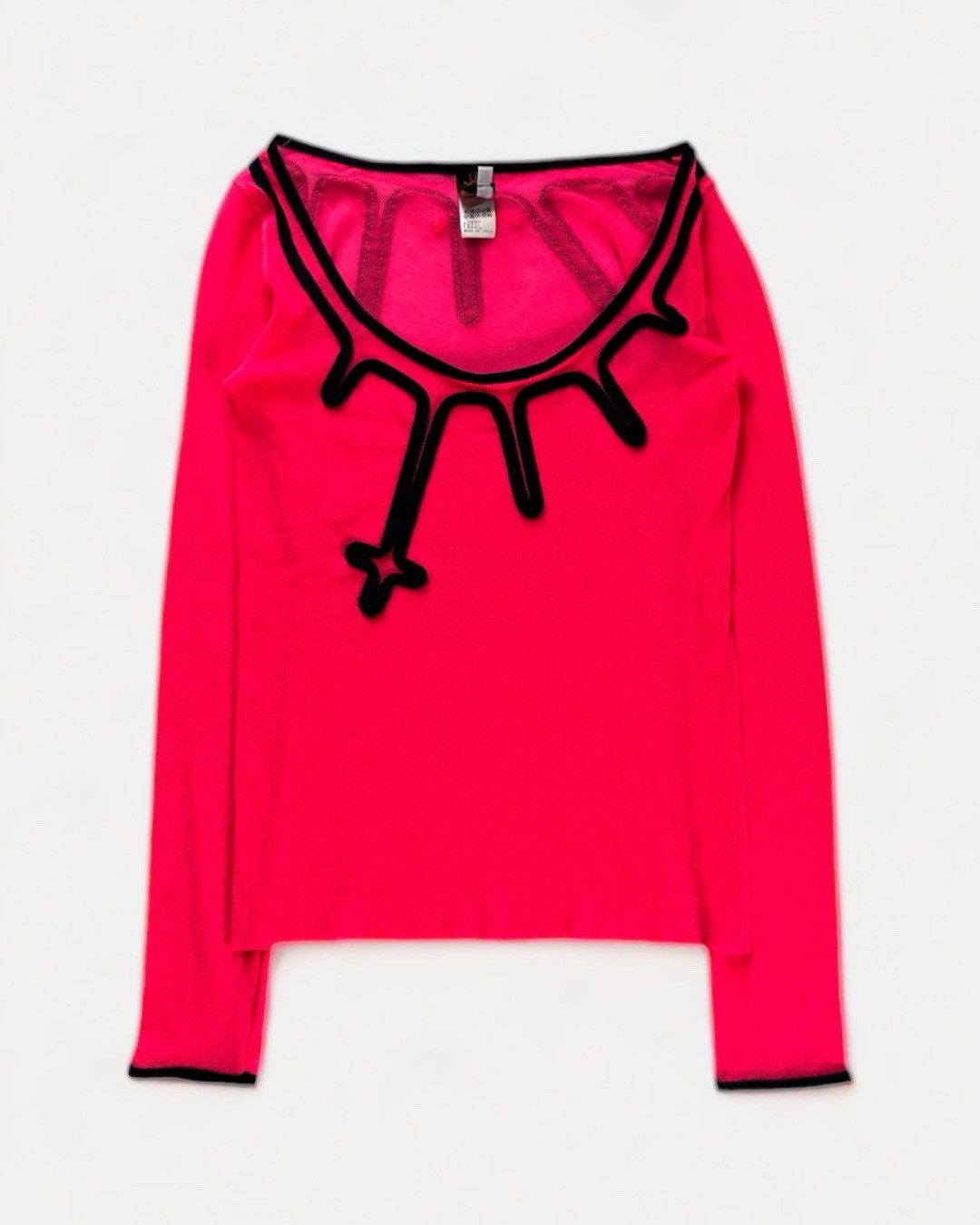 image of Jean Paul Gaultier Soleil - 00’S Hot Pink Cross Mesh Top, Men's (Size Medium)