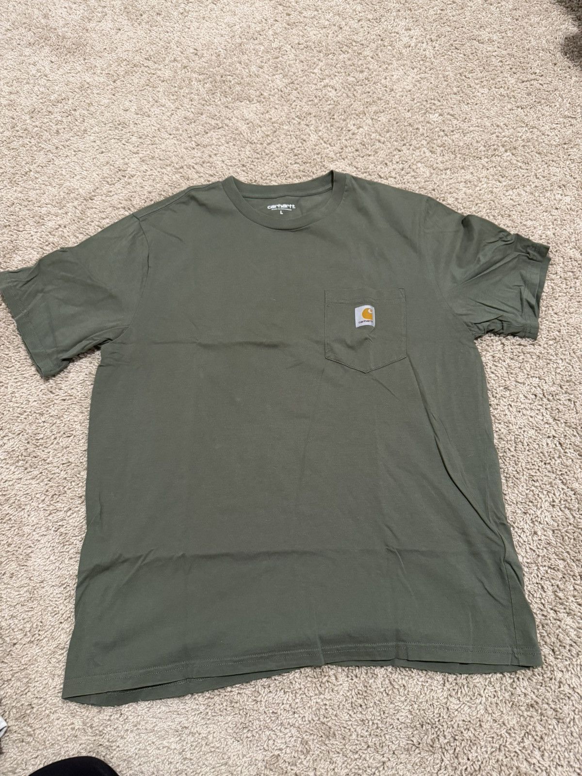Carhartt Wip Stussy WIP basic green tee Size US L / EU 52-54 / 3 - 1 Thumbnail