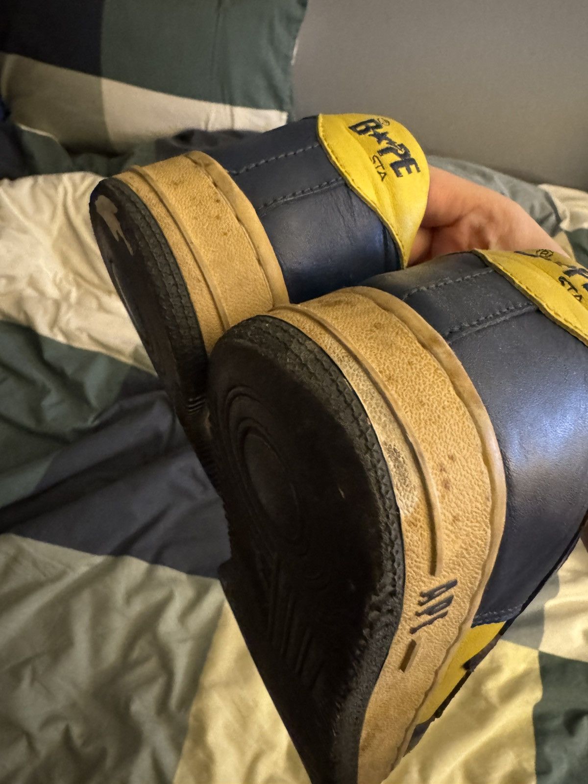 Bape A Bathing Ape Bape Bapesta FS-001 Michigan (Navy/Yellow) Size US 9.5 / EU 42-43 - 7 Thumbnail