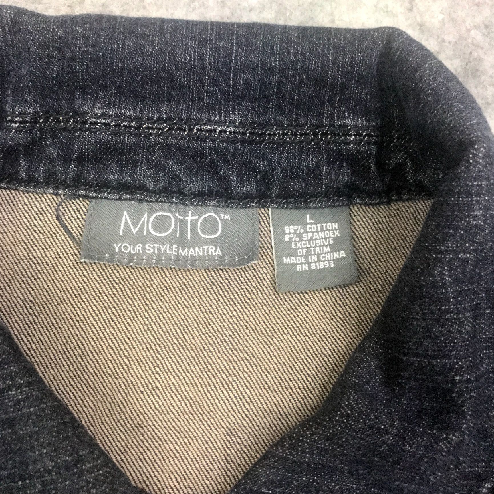 Denime Motto Jacket Womens Large Blue Denim Button Down Front Pockets Size 36" / US 14 / IT 50 - 3 Thumbnail