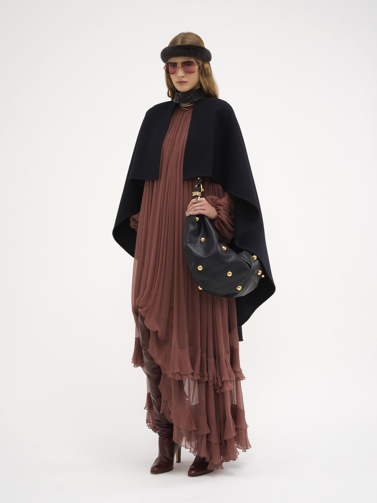 Chloe o1loc1c11025 High-Low Cape in Midnight Blue Size M / US 6-8 / IT 42-44 - 3 Thumbnail