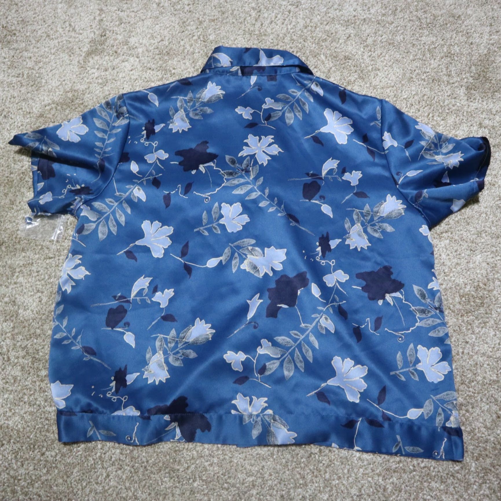 Vintage Kim Rogers Pajama Set Flowers Blue 2 piece Shirt & Bottom Women M Medium Blue Floral Medallion Fall Winter Vintage No Size ONE SIZE - 5 Thumbnail