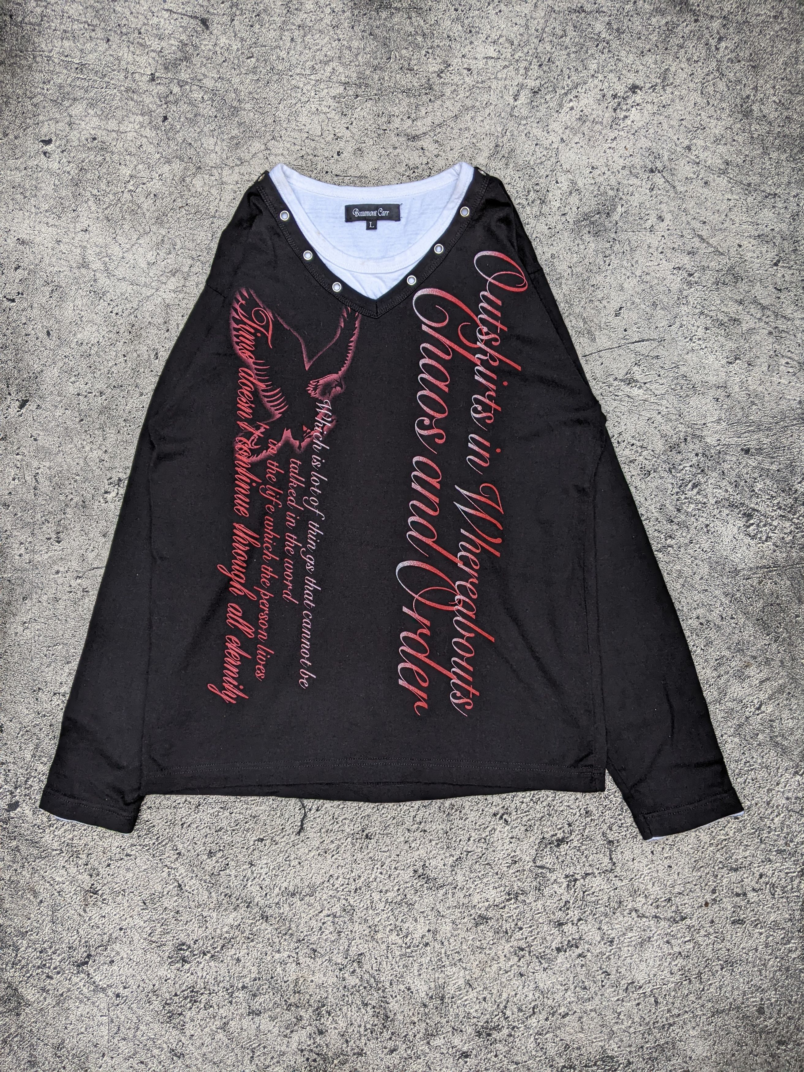 Japanese Brand Beaumont Carr Vkei Hole T shirt Size US L / EU 52-54 / 3 - 1 Thumbnail