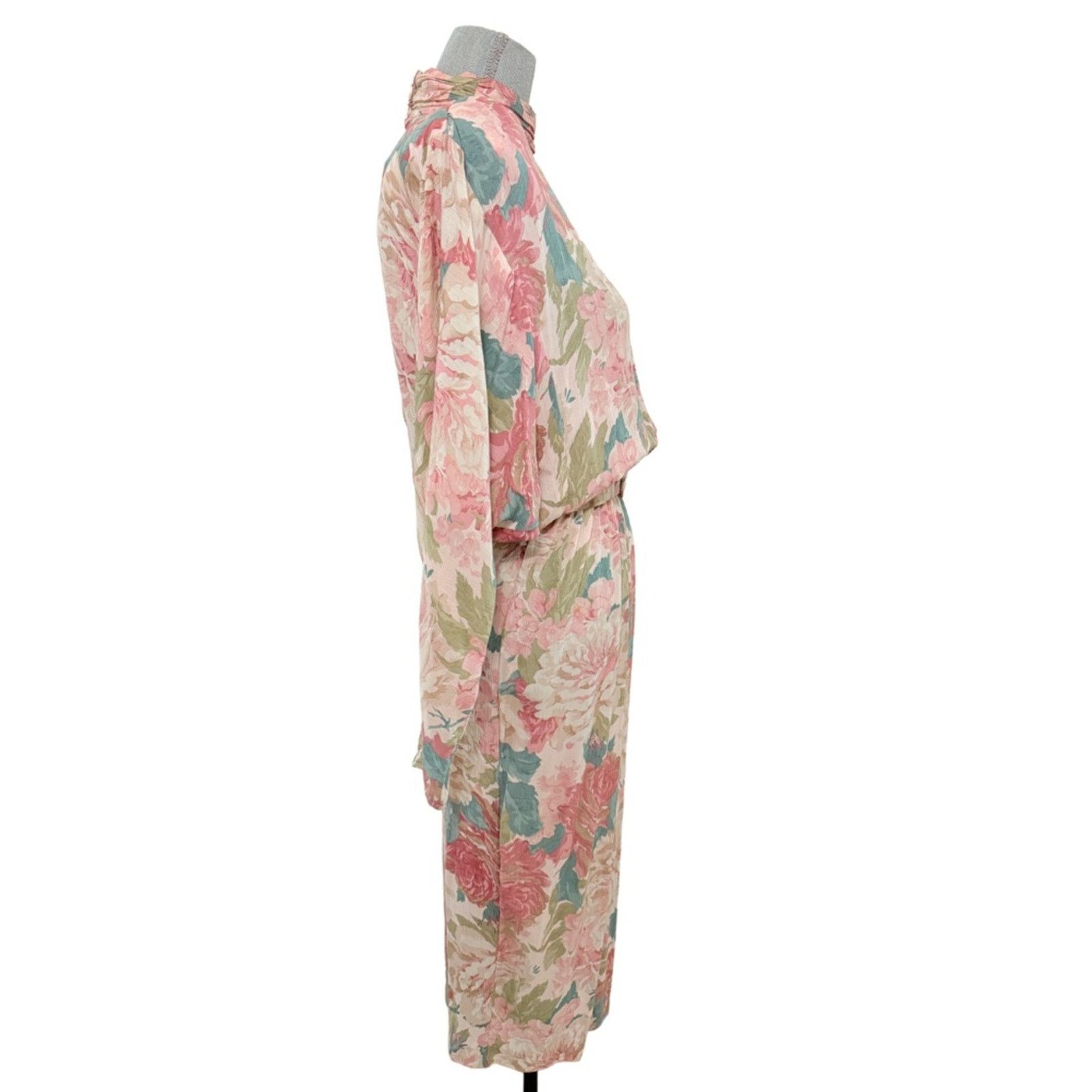 Other Vintage Floral Midi Dress bold print high neck mock Size S / US 4 / IT 40 - 3 Thumbnail