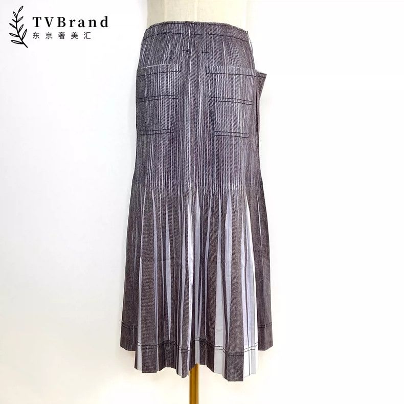 Issey Miyake Issey Miyake size:3 A half-length pleated dress with grey Size 22" - 2 Thumbnail