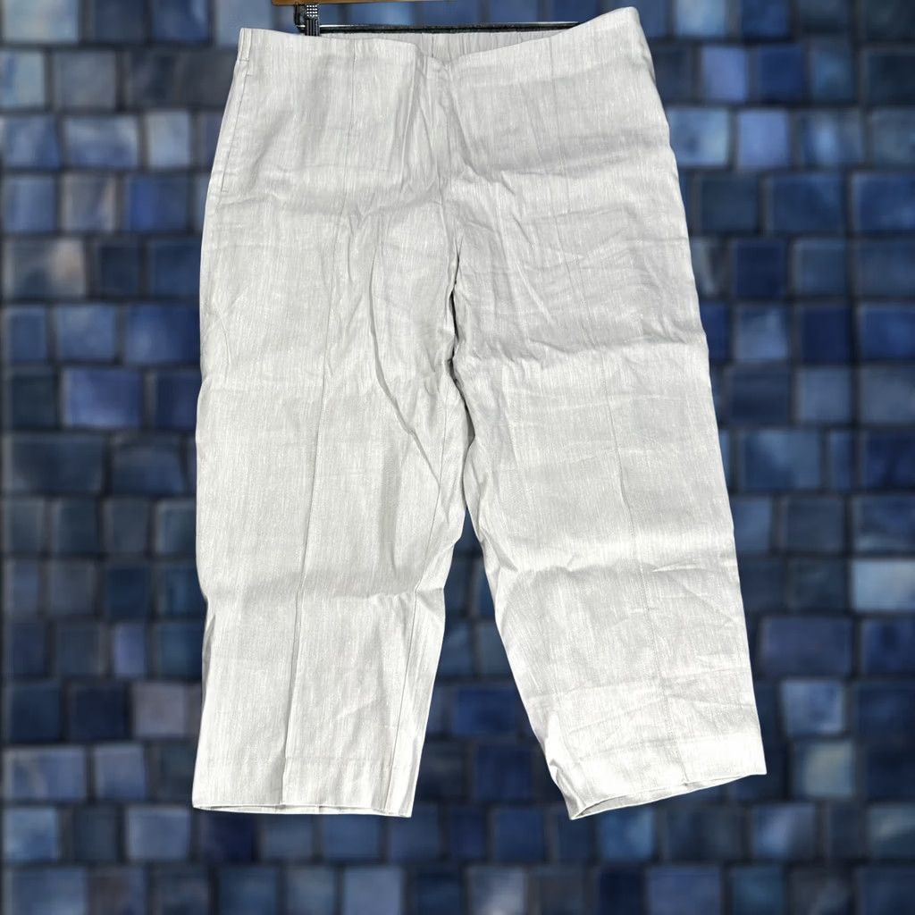 J. Jill VINTAGE J. Jill Linen Stretch Pants Womens Large Petite Beige Crop Pockets Pull On Size 25" / US 0 / IT 36 - 1 Thumbnail