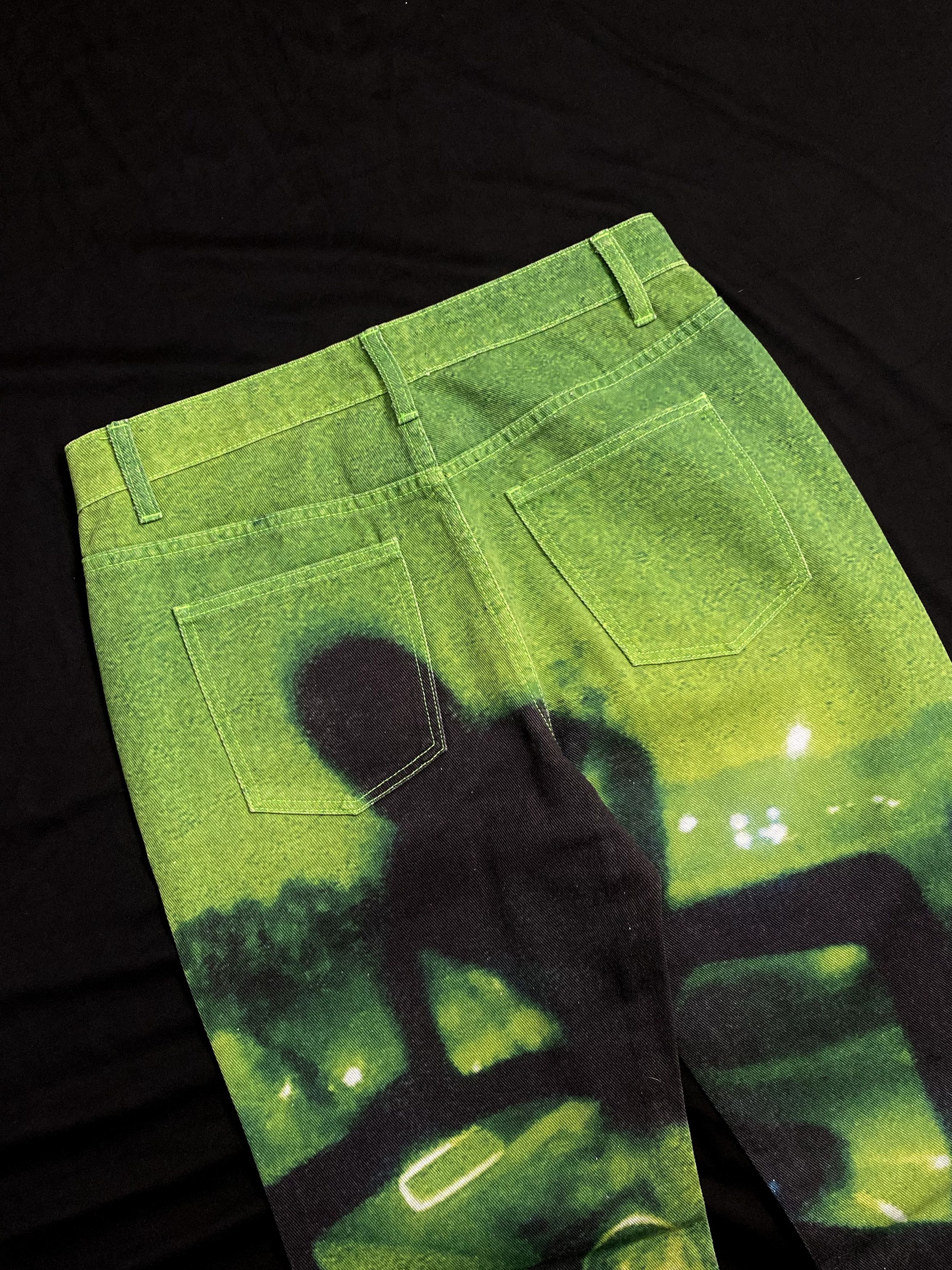 Other Deadstock Wonderful Night Dream Neon Green Print Jeans 30 Size US 30 / EU 46 - 5 Thumbnail