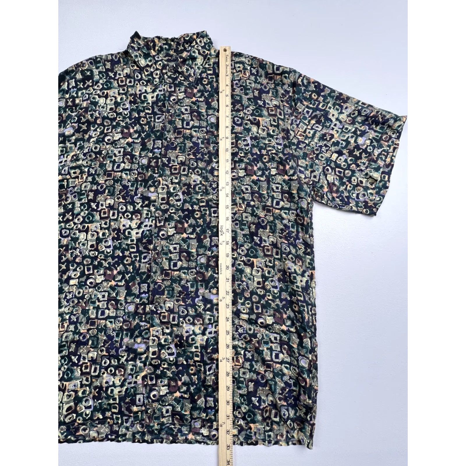 Vintage Robert Stock Shirt Mens XL Green Geometric Rayon Button Up Short Sleeve Casual Size US XL / EU 56 / 4 - 5 Thumbnail