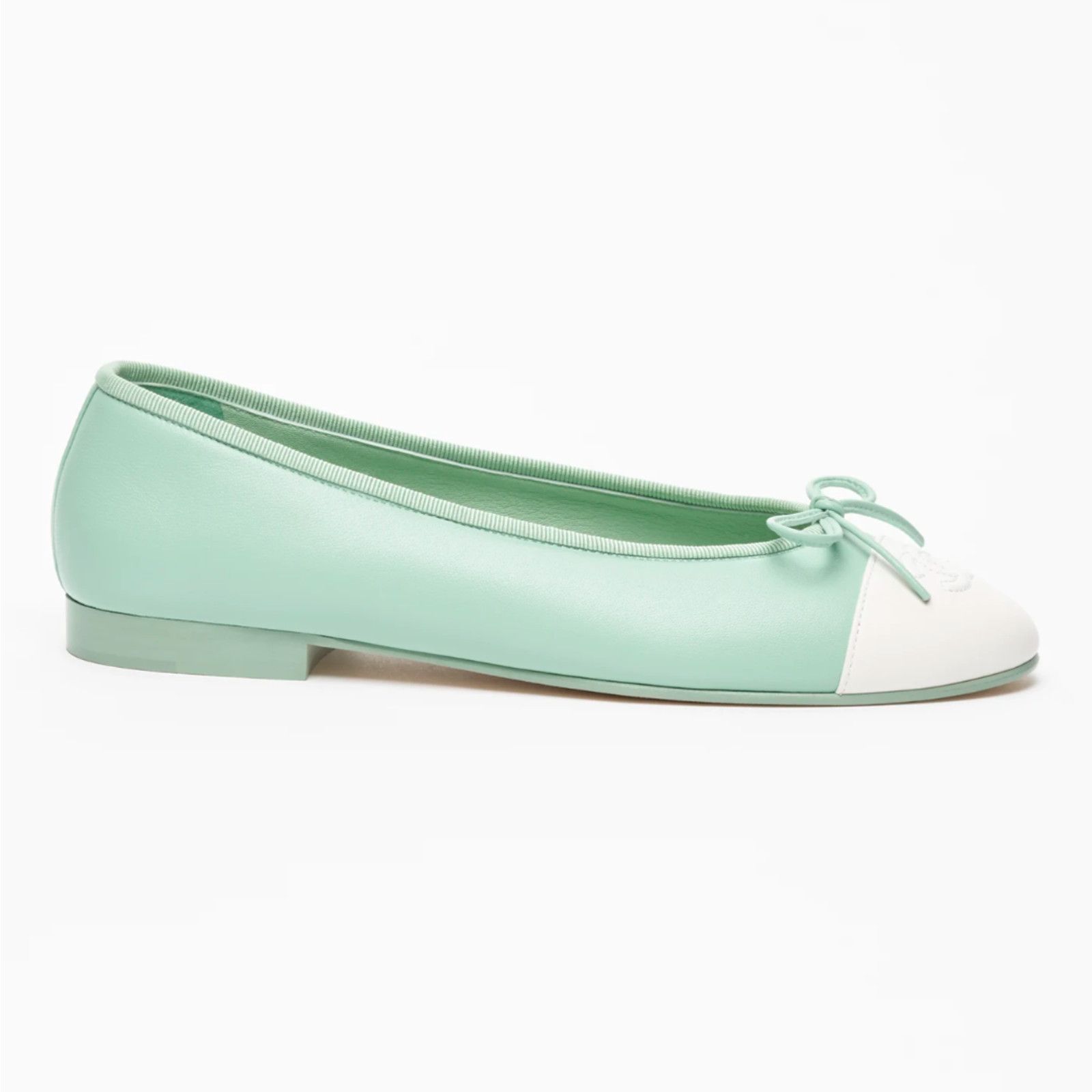 Chanel Chanel Mint Green Lambskin CC Logo Ballet Flat 38 Size US 8 / IT 38 - 1 Thumbnail