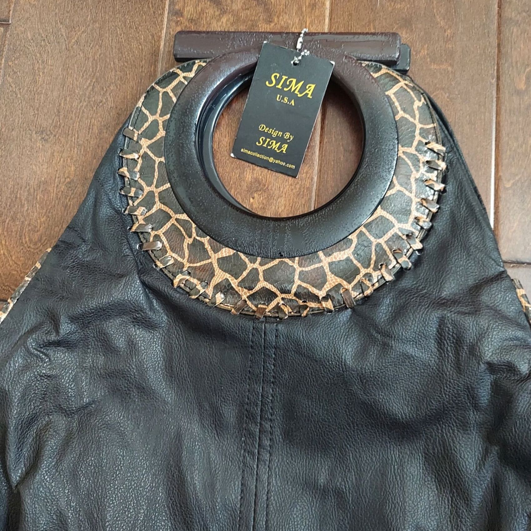 Vintage Sima Women's Shoulder Bag Black Leopard Print NWT Small Hobo Handbag NWT Size ONE SIZE - 6 Thumbnail