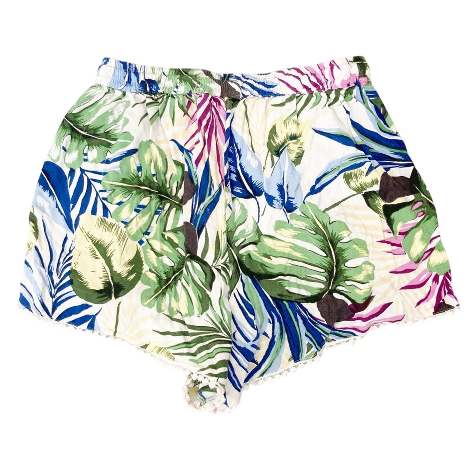 Other Angie Floral Palm Tree Shorts Pom Pom Hem Sz S Size 27" / US 4 / IT 40 - 4 Thumbnail