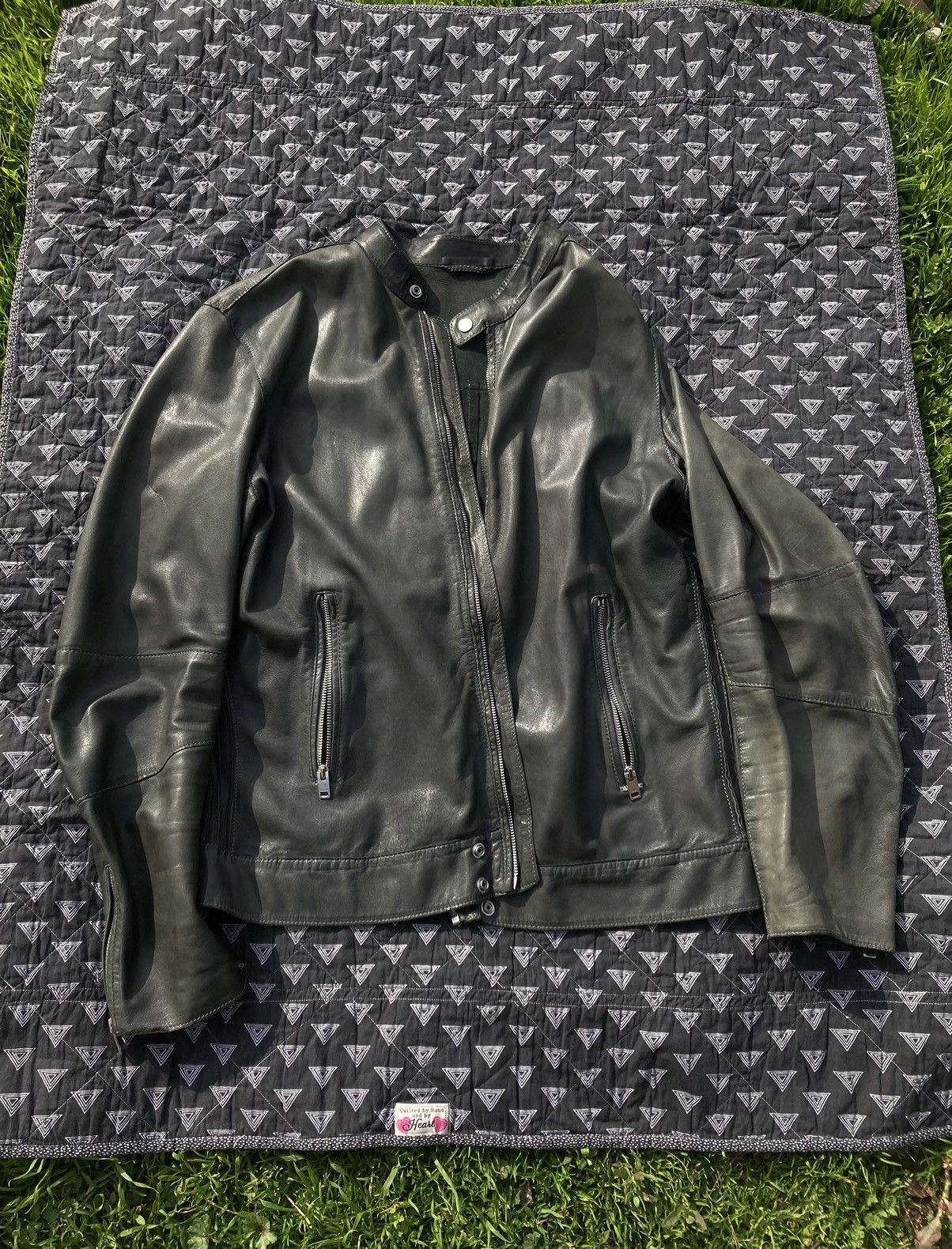 image of Diesel Sheepskin Leather Jacket in Green, Men's (Size 2XL)