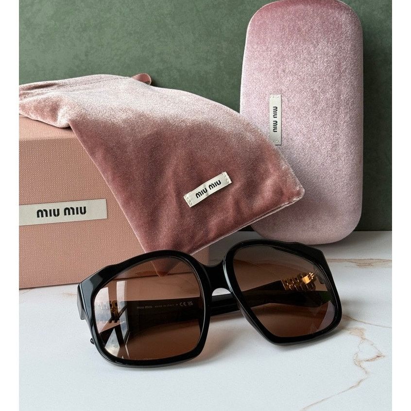 Miu Miu NEW Miu Miu MU A07S Brown Black Oversized Sunglasses $578 Size ONE SIZE - 2 Thumbnail