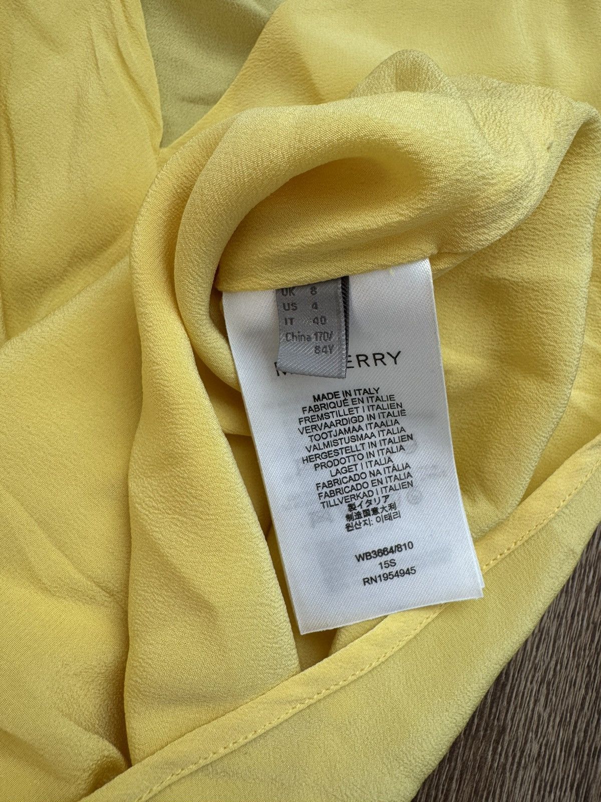 Mulberry Mulberry women's yellow Small silk long sleeve blouse Size S / US 4 / IT 40 - 8 Thumbnail
