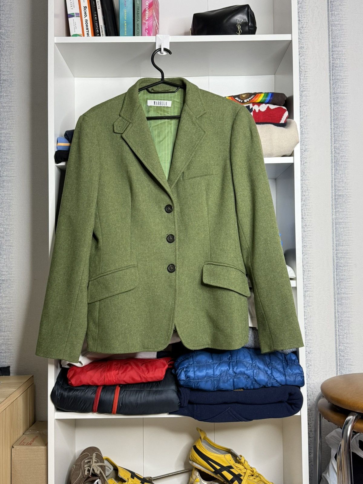 Marella Marella Green Wool Blazer Size L / US 10 / IT 46 - 2 Thumbnail