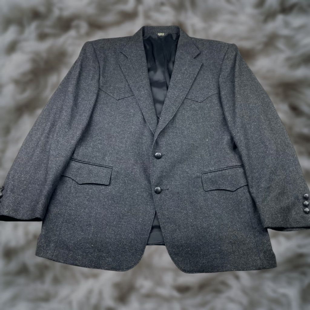 Vintage VINTAGE Pagno West Blazer Gray 2-Button Western Wool Tweed Men’s USA 44R Size 44R - 1 Thumbnail