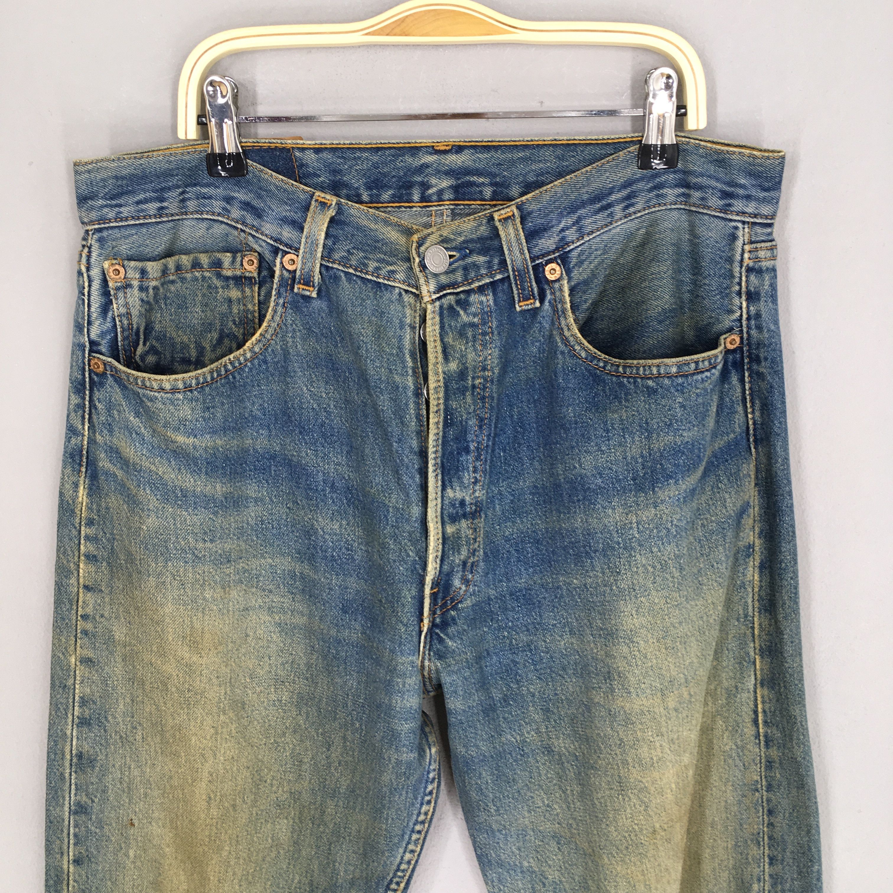 Levi's Size 31x30.5 Vintage 90s Levi's 501 Distressed Jeans S1582 Size 31" - 2 Thumbnail
