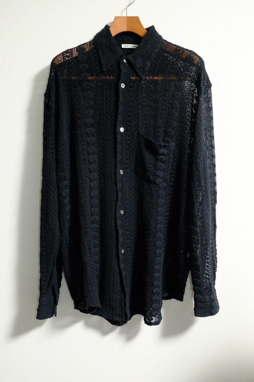 Our Legacy coco shirt クロシェ　シアー Our Legacy - Coco Shirt Black Cotton Crochet | Our Legacy