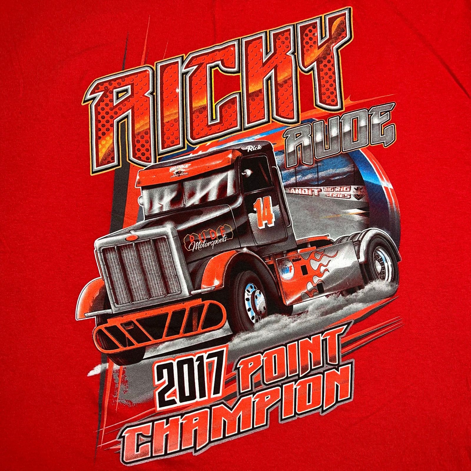 Gildan Ricky Rude Big Rig Racing TShirt Top 2017 Point Champion Red Size US L / EU 52-54 / 3 - 6 Thumbnail