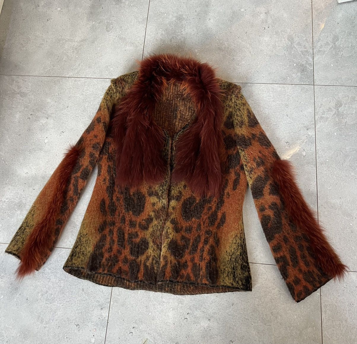 Roberto Cavalli 2000s Cavalli Animal Print Raccon Fur wool jacket Size M / US 6-8 / IT 42-44 - 3 Thumbnail