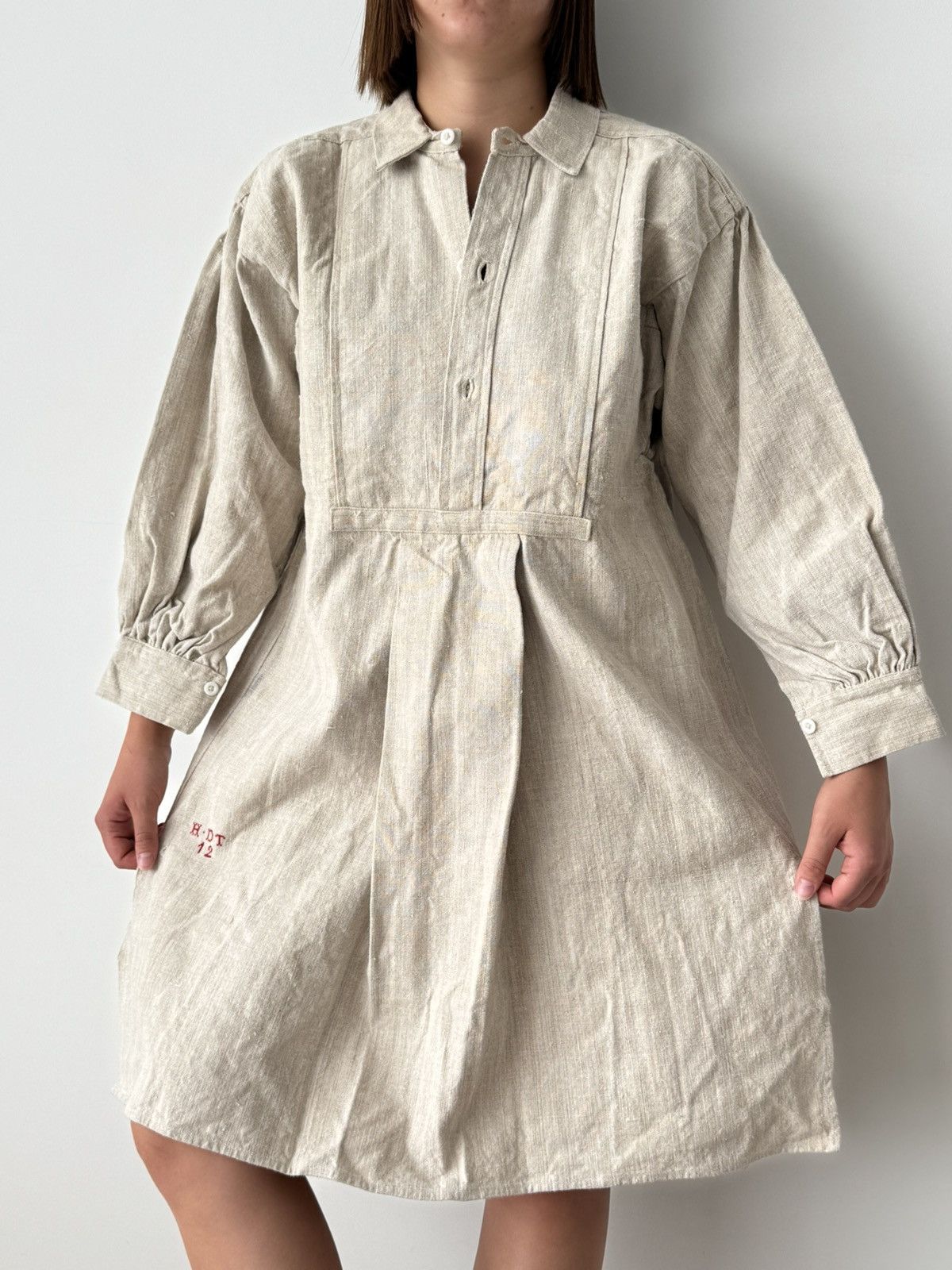 Japanese Brand ≈1880s Antique French Peasant Work Linen Smock Shirt Size US M / EU 48-50 / 2 - 4 Thumbnail