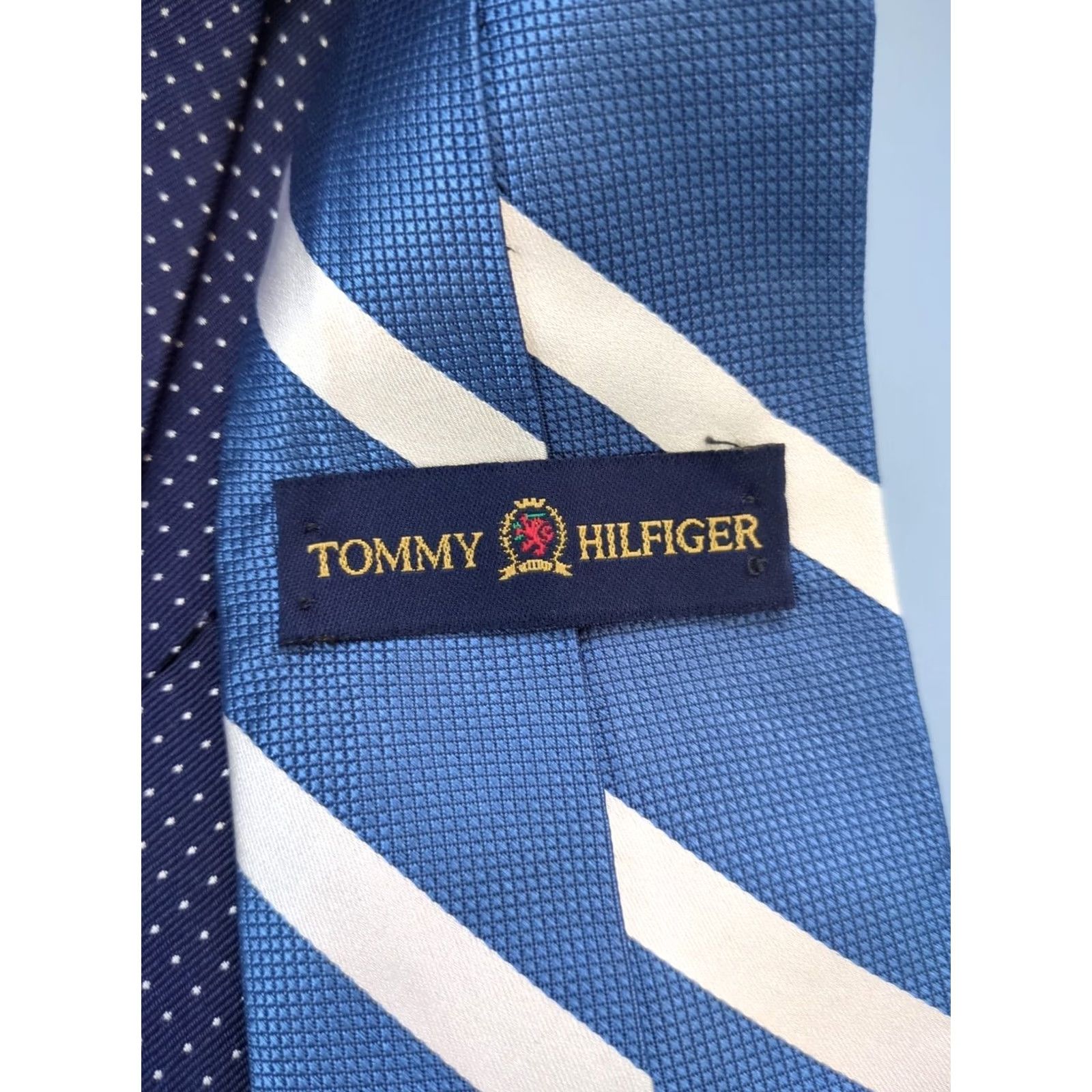 Tommy Hilfiger Tommy Hilfiger Mens Tie Neck Tie Blue White Stripe Regimental Silk Made In USA Size ONE SIZE - 4 Thumbnail