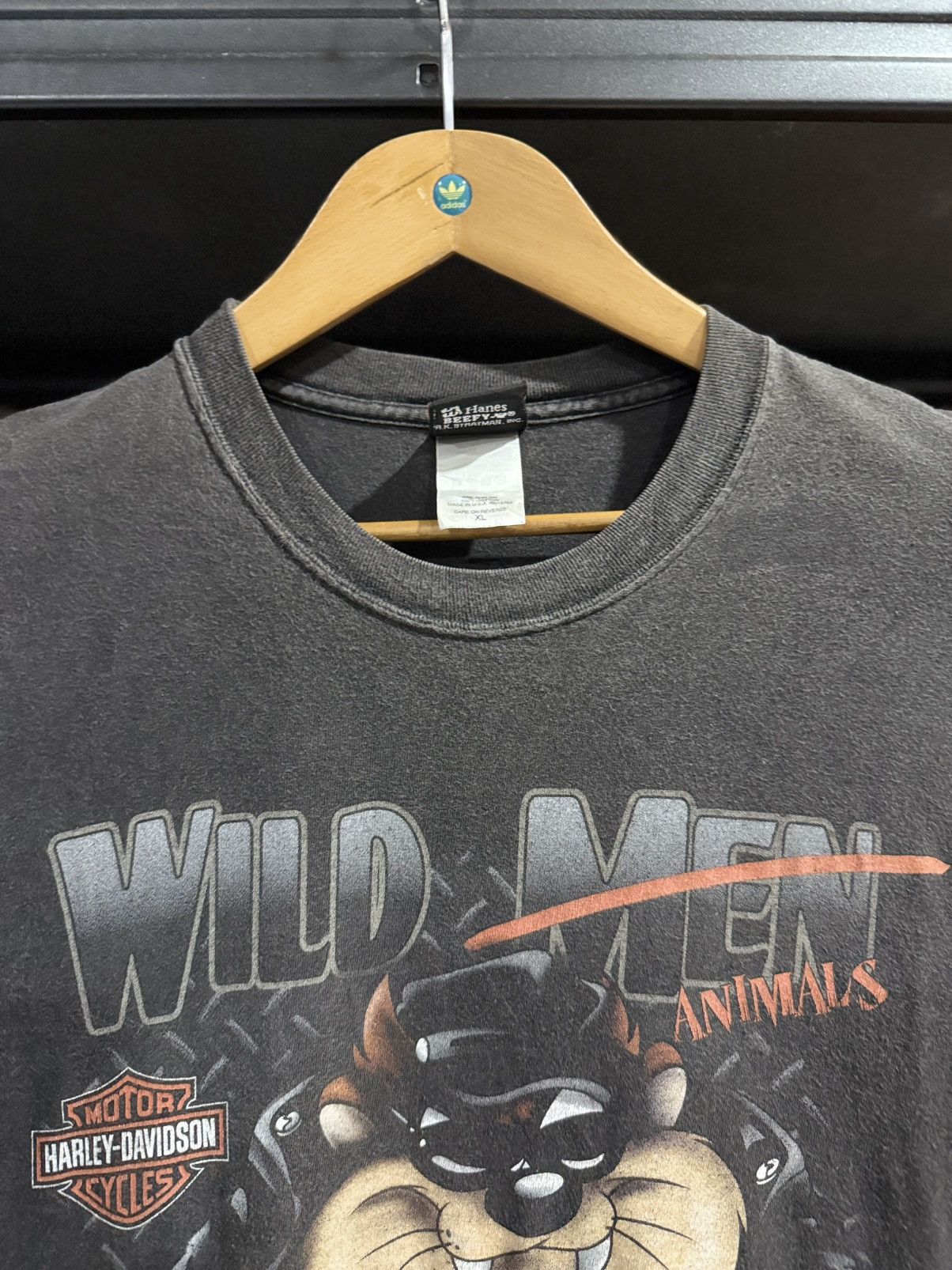Harley Davidson Vintage Harley Davison Wild Animals Black Taz Faded Tee Size US XL / EU 56 / 4 - 6 Thumbnail