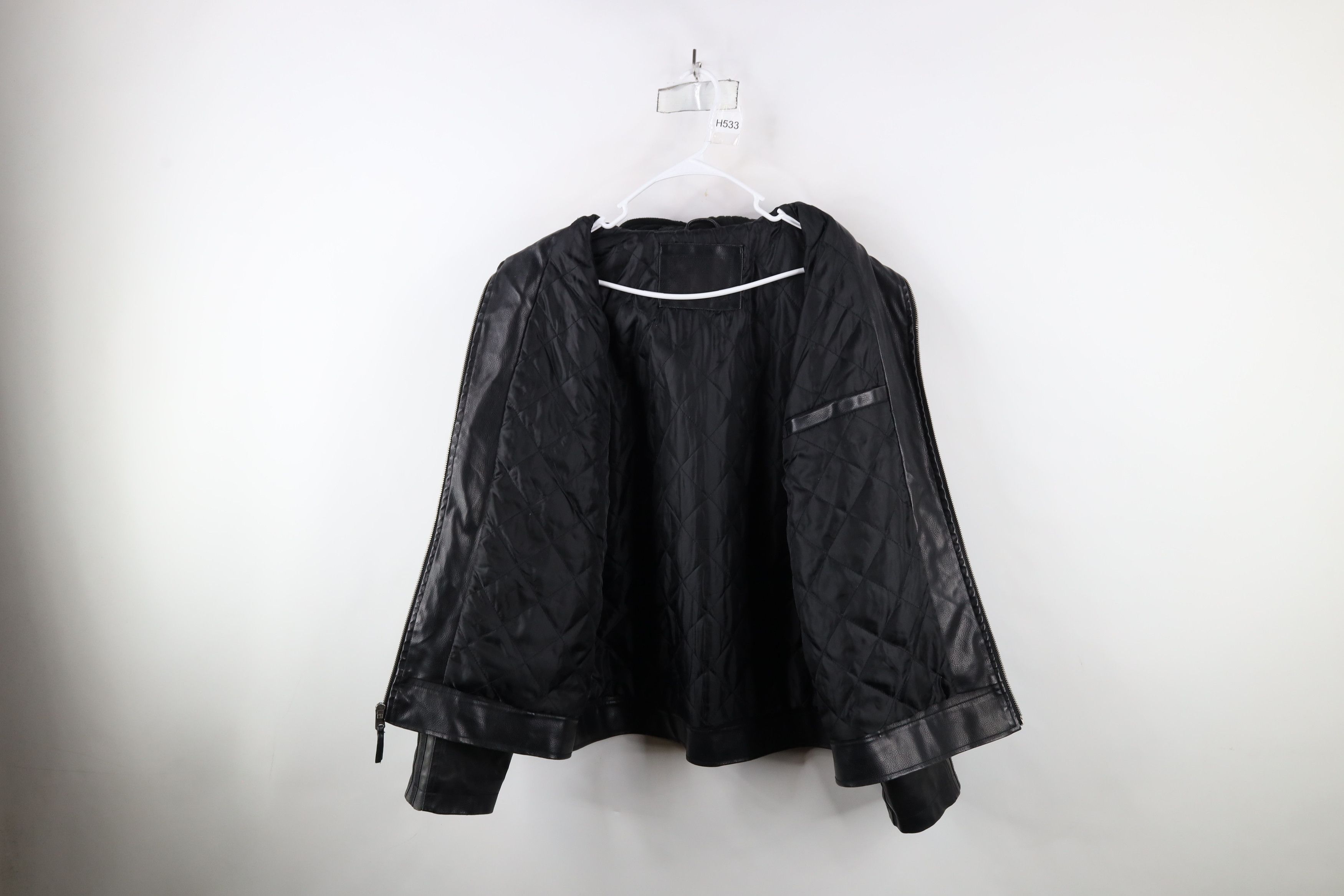 Vintage Vintage 90s Streetwear Hooded Faux Leather Moto Jacket Size US XL / EU 56 / 4 - 8 Thumbnail