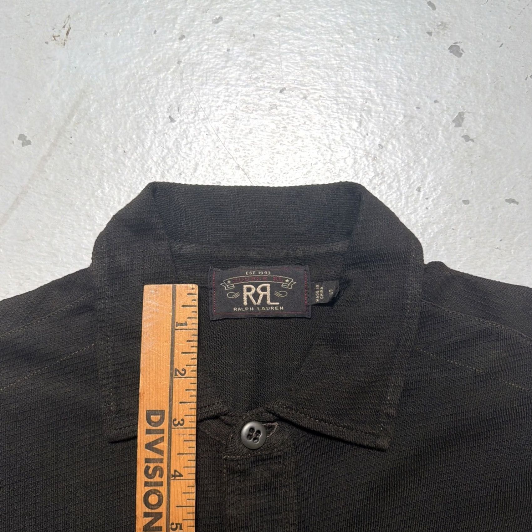 Vintage RRL Ralph Lauren Army Polo T-Shirt Knit Textured Faded Black S Size US S / EU 44-46 / 1 - 3 Thumbnail