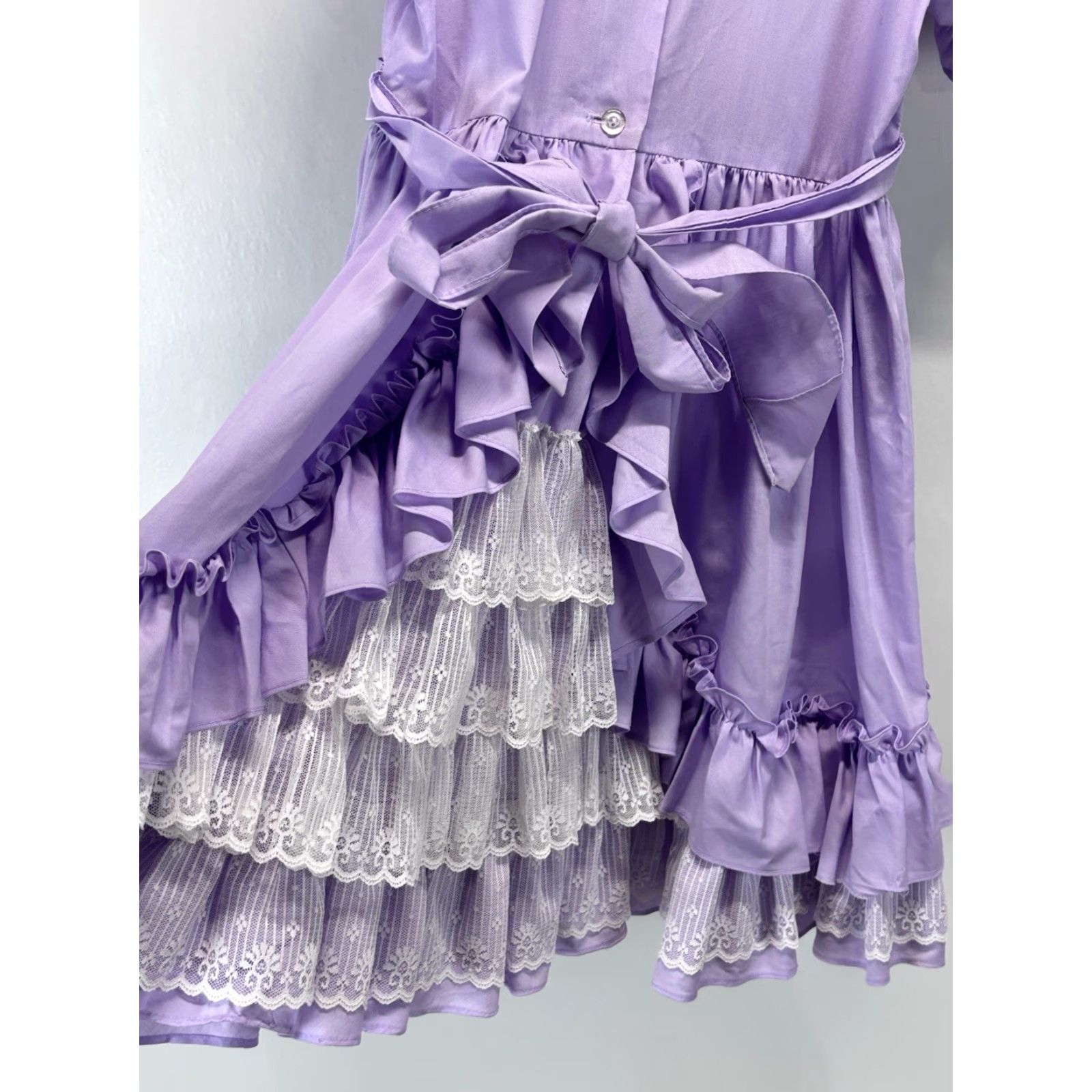 Vintage VINTAGE LILO Of California Dress Girls Size 8 White Purple Circle 1980s Pageant Size ONE SIZE - 5 Thumbnail