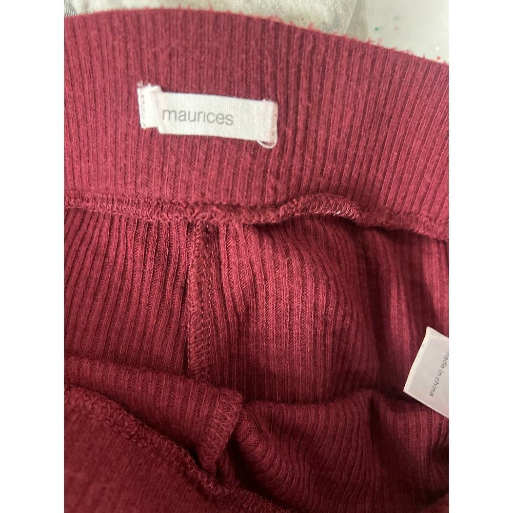 Other Maurices Burgundy Ribbed Knit Flare Pants | Soft Stretch Lou Size 28" / US 6 / IT 42 - 4 Thumbnail