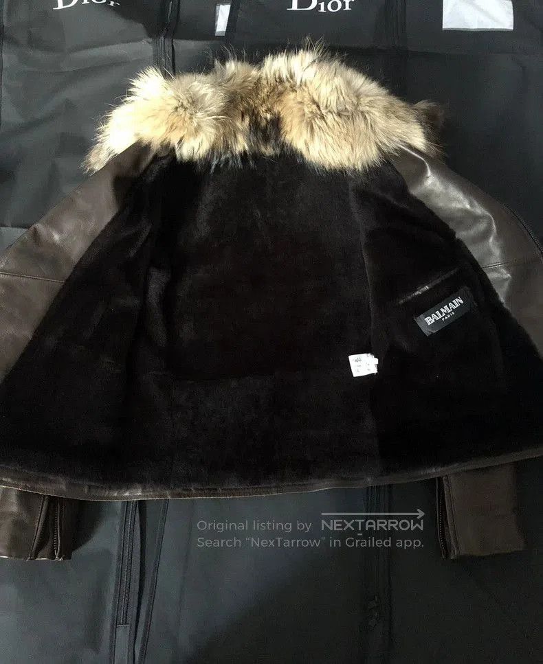 Balmain balmain fur collar leather jacket men. Size US M / EU 48-50 / 2 - 4 Thumbnail