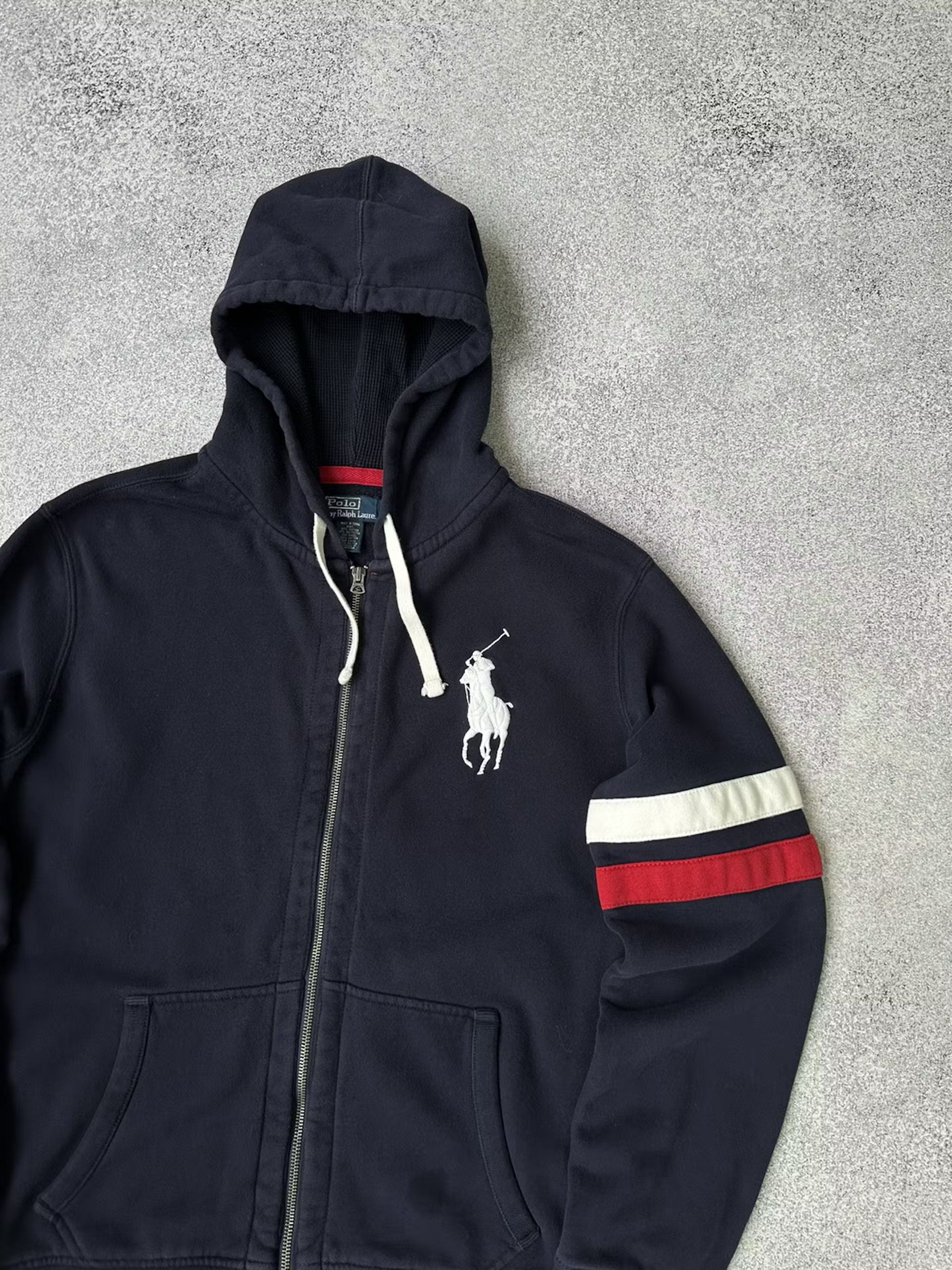 Polo Ralph Lauren × Ralph Lauren × Vintage Vintage Polo Ralph Lauren Big Logo Navy Heavy Zip Hoodie Size US XL / EU 56 / 4 - 3 Thumbnail
