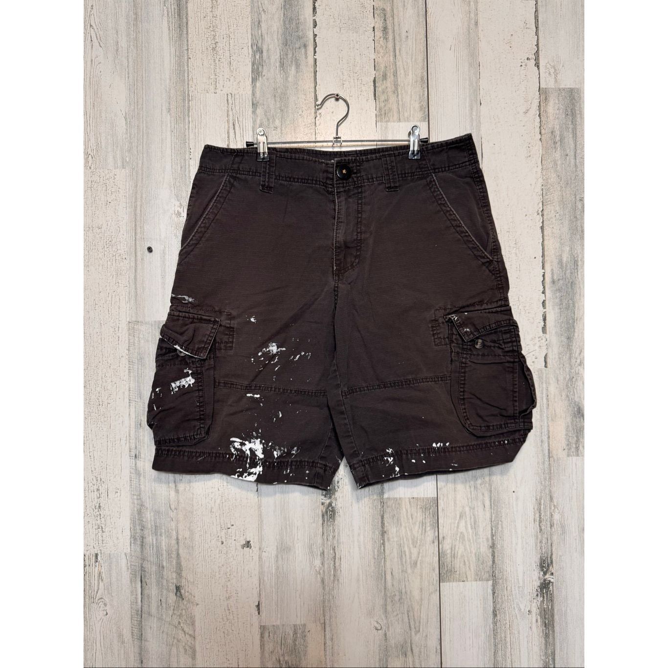 Mossimo Mossimo Supply Co Cargo Shorts Men’s 34 – Brown Workwear Paint Splatter Utility Pockets Size US 34 / EU 50 - 2 Thumbnail