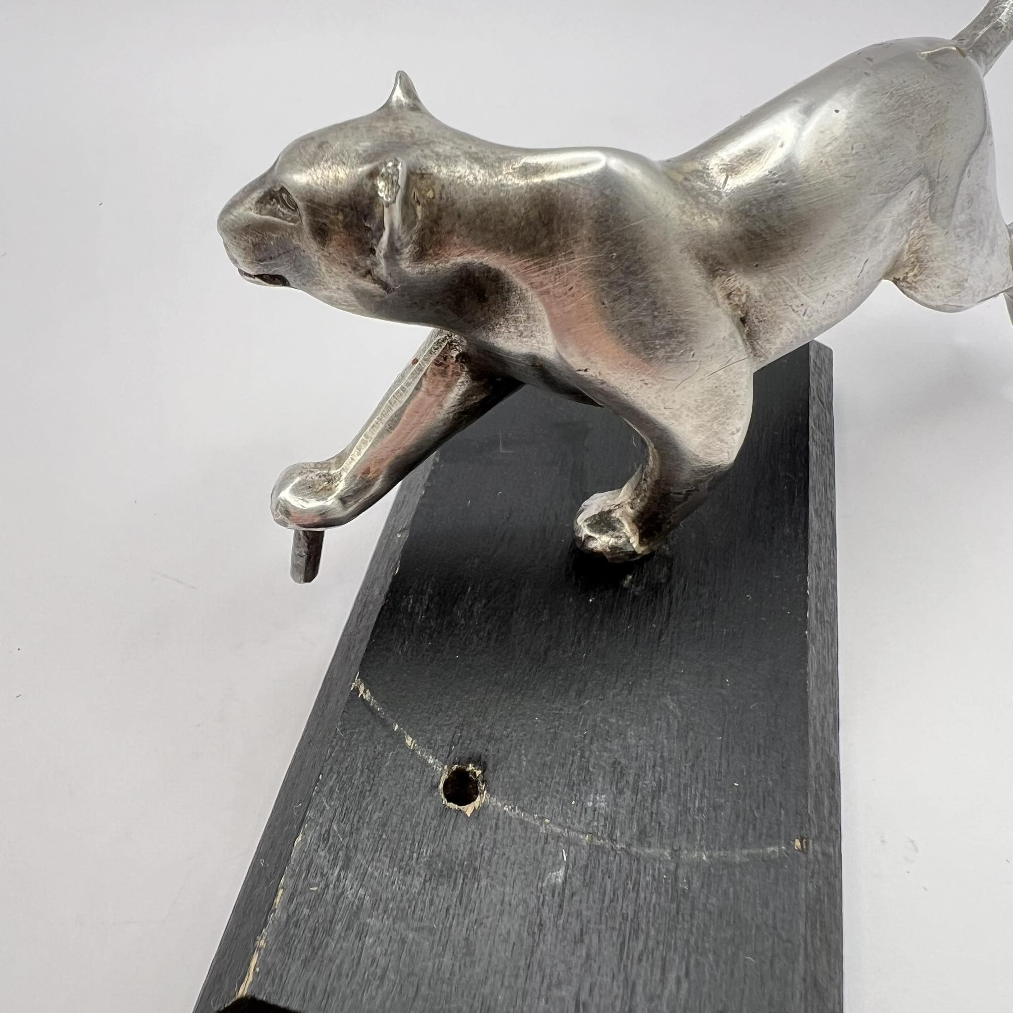 Vintage Vintage Silver Plated Figure Puma Jaguar Wood Base Size ONE SIZE - 5 Thumbnail