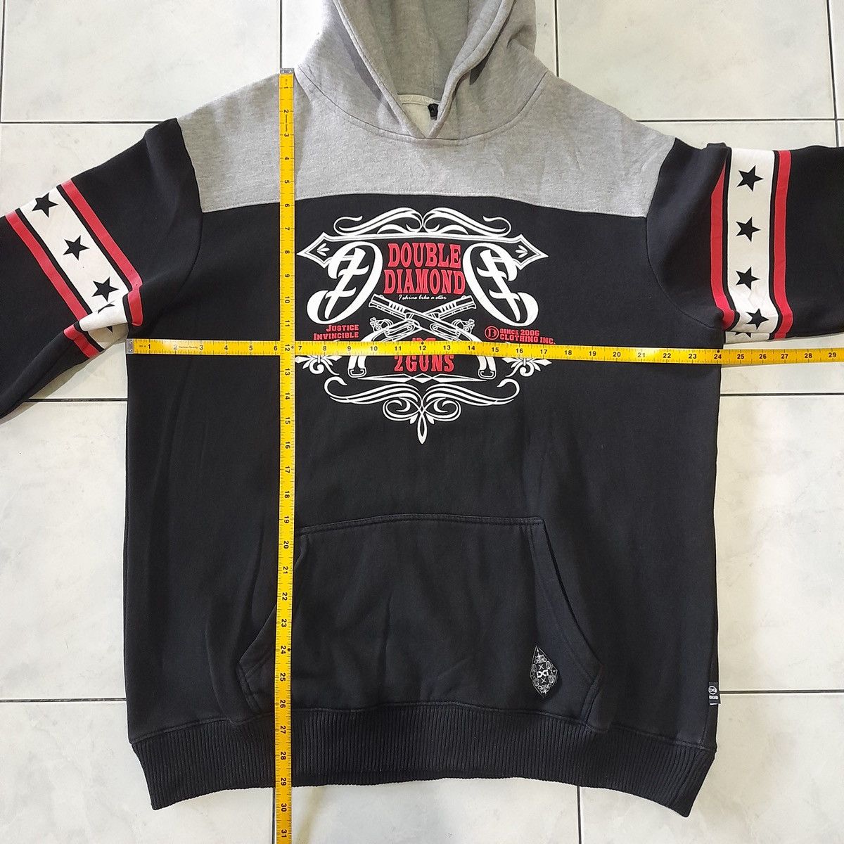 Japanese Brand Vintage Double Diamond 2 Guns Hoodie Black/Grey 00s Y2k Size US XXL / EU 58 / 5 - 21 Thumbnail