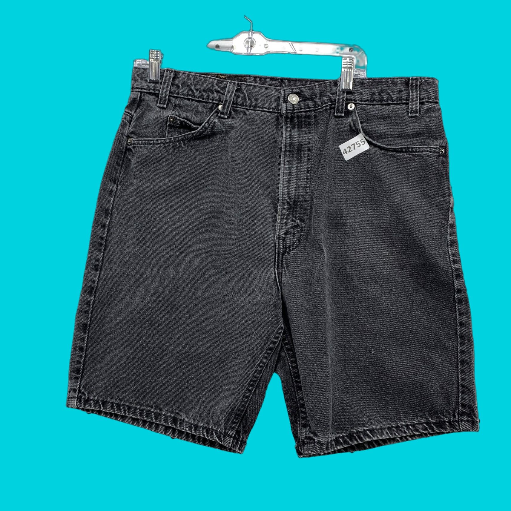 VINTAGE Levi's 505 Black Denim Jean Shorts 90s Mens Size 38 Fits 36x9 Bermuda